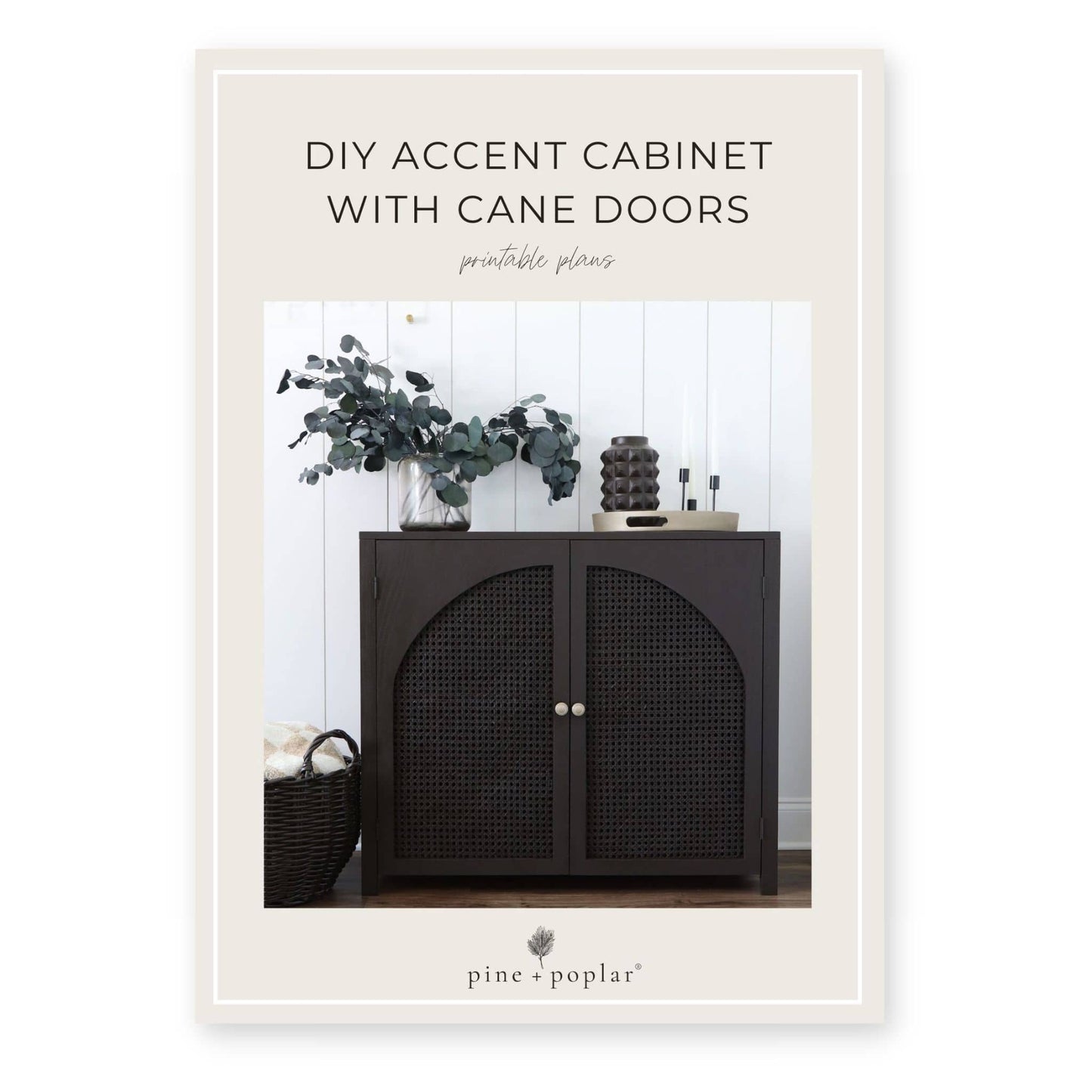 DIY Accent Cabinet with Cane Doors printable plan cover page