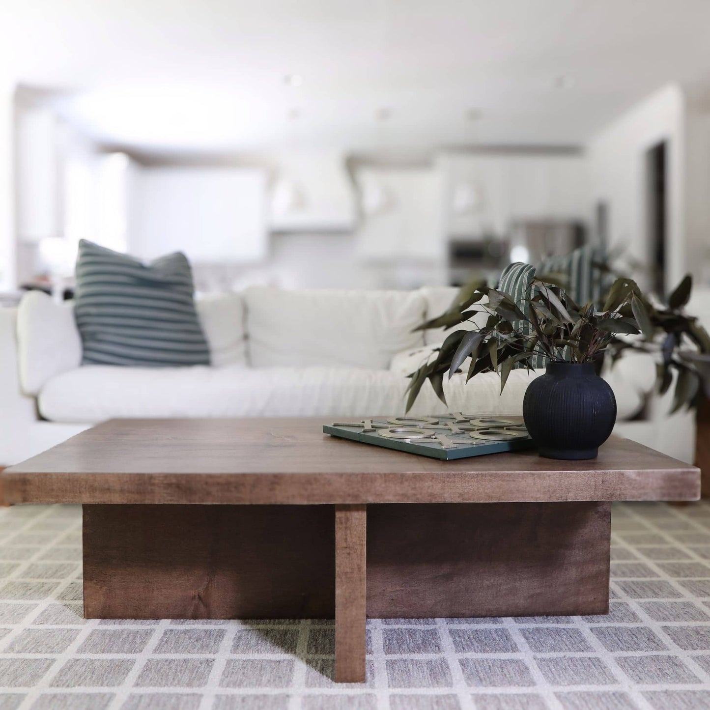 DIYwood coffee table in front of white couch