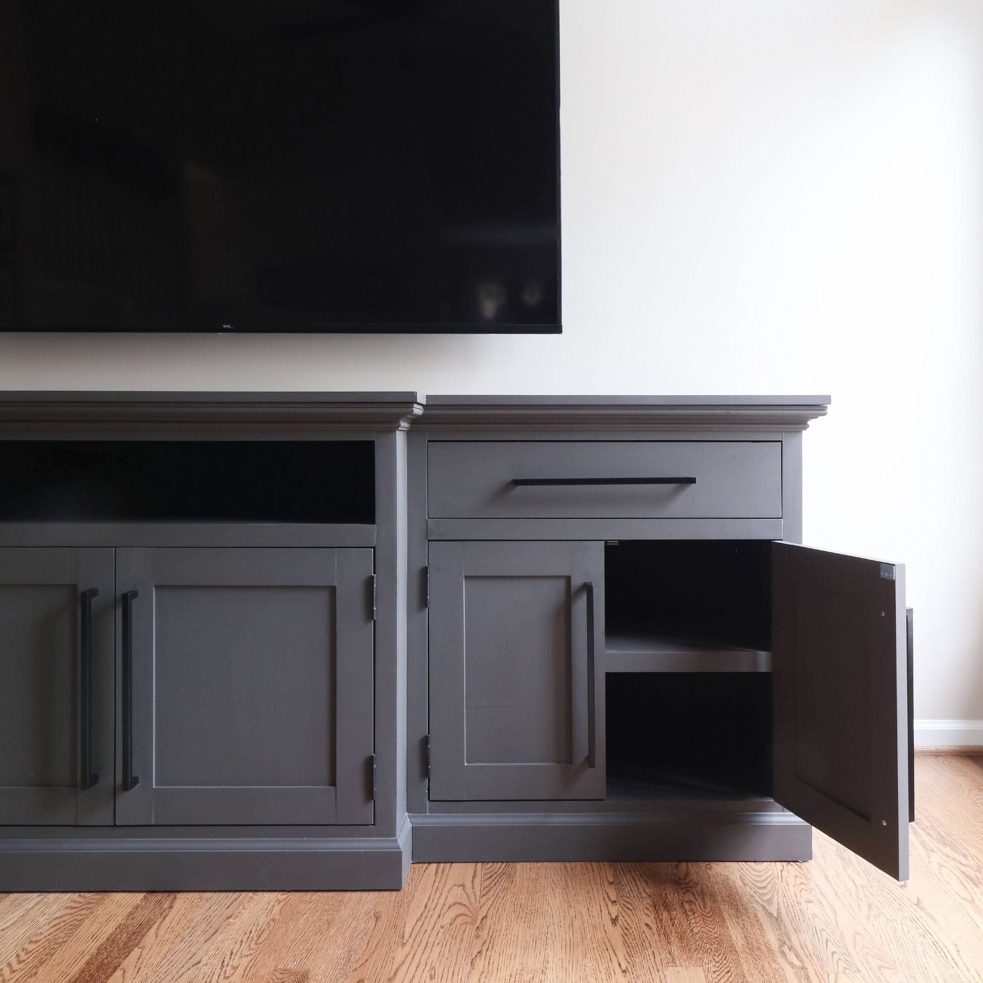Large Media Console painted gray