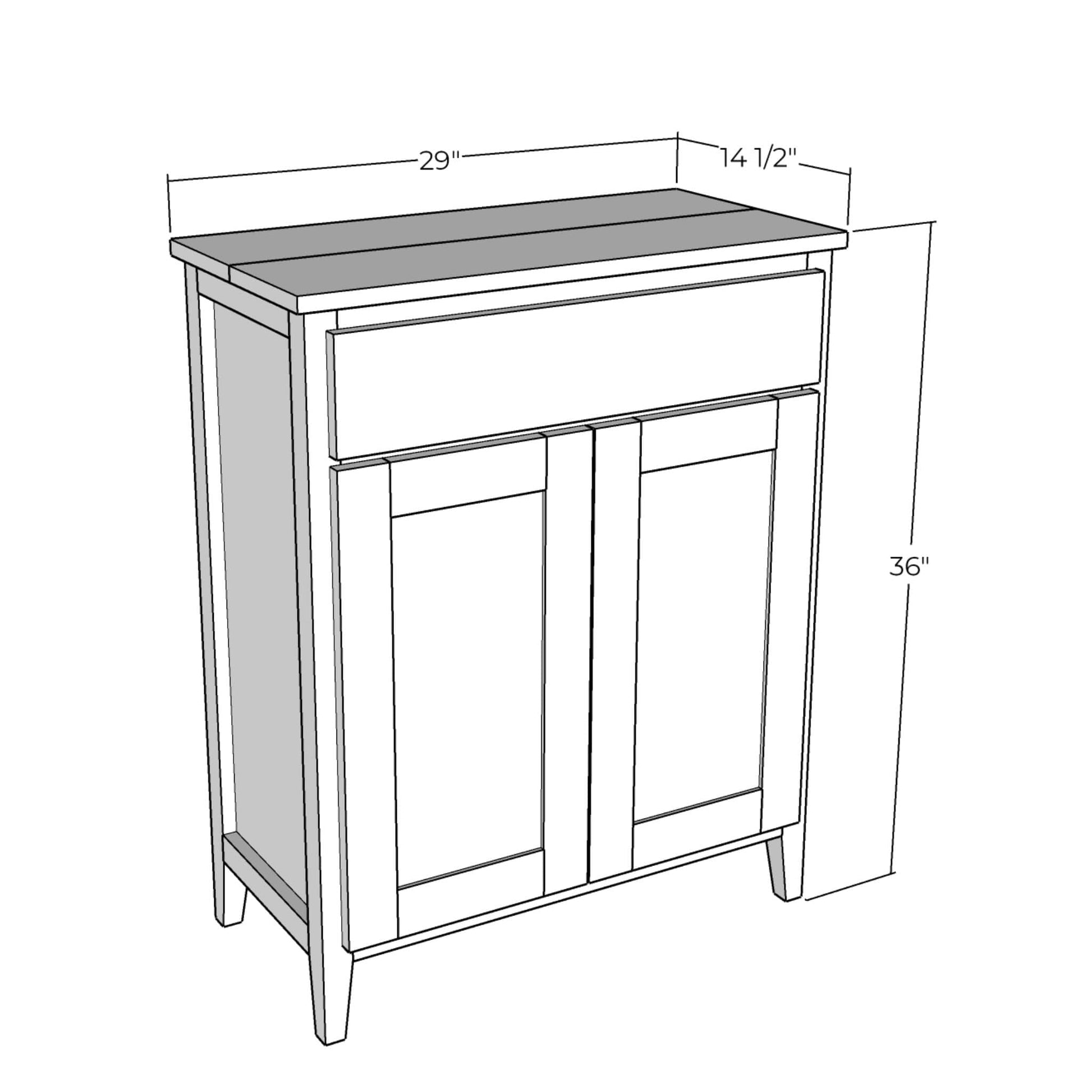 3D rendering of Accent Cabinet with dimensions