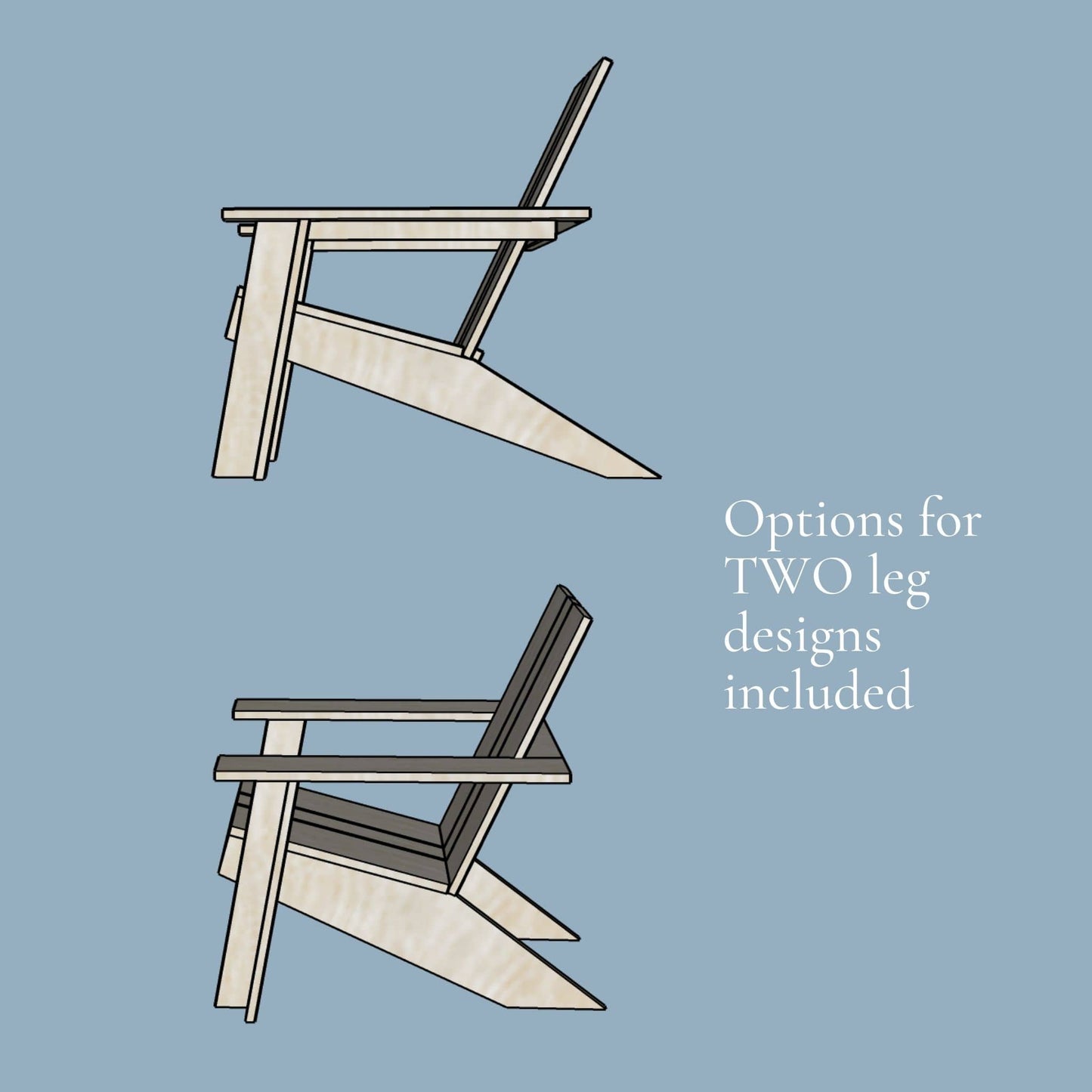 Two leg designs for DIY Adirondack Chair Printable Plans