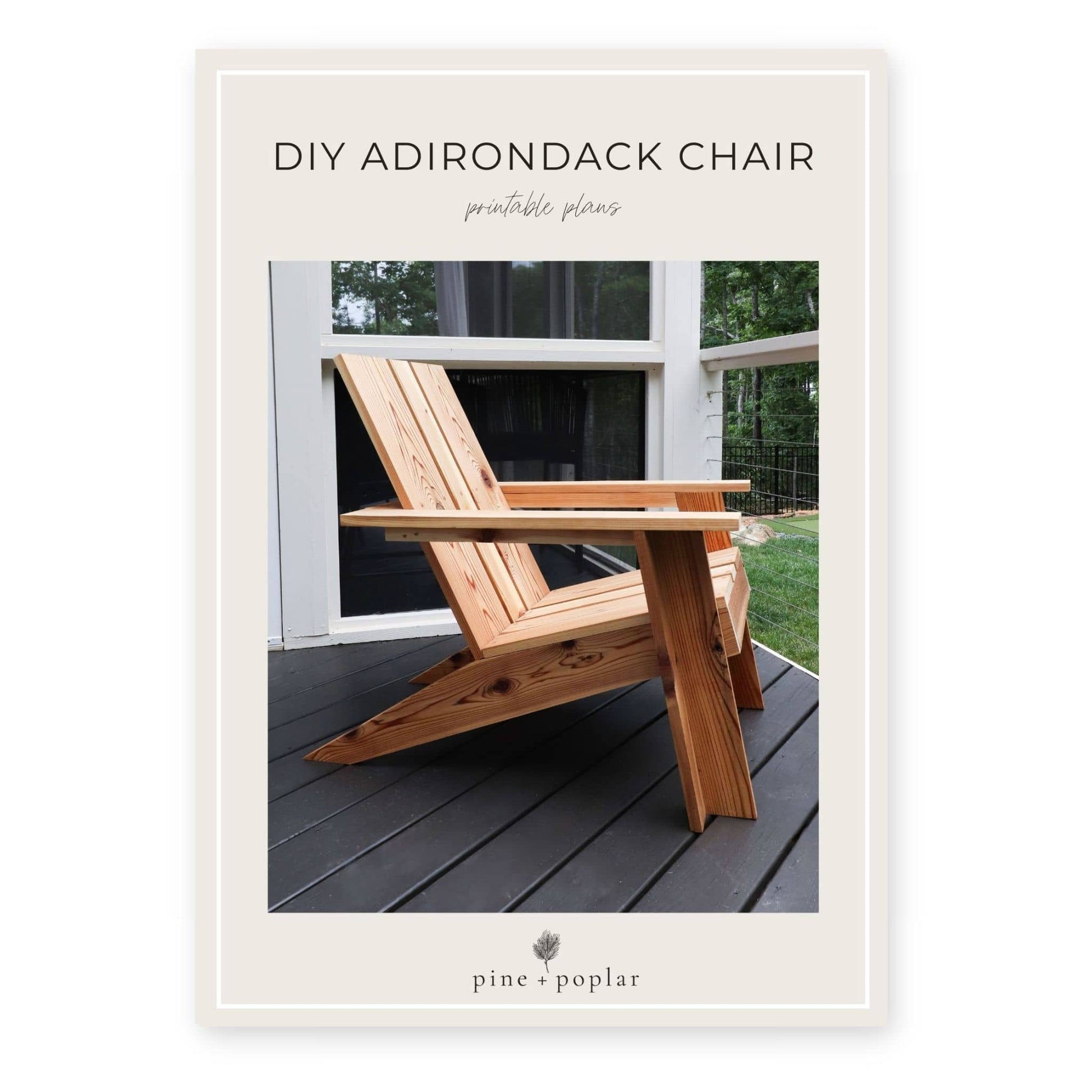 A printable plan for constructing a classic Adirondack Chair, perfect for outdoor relaxation.