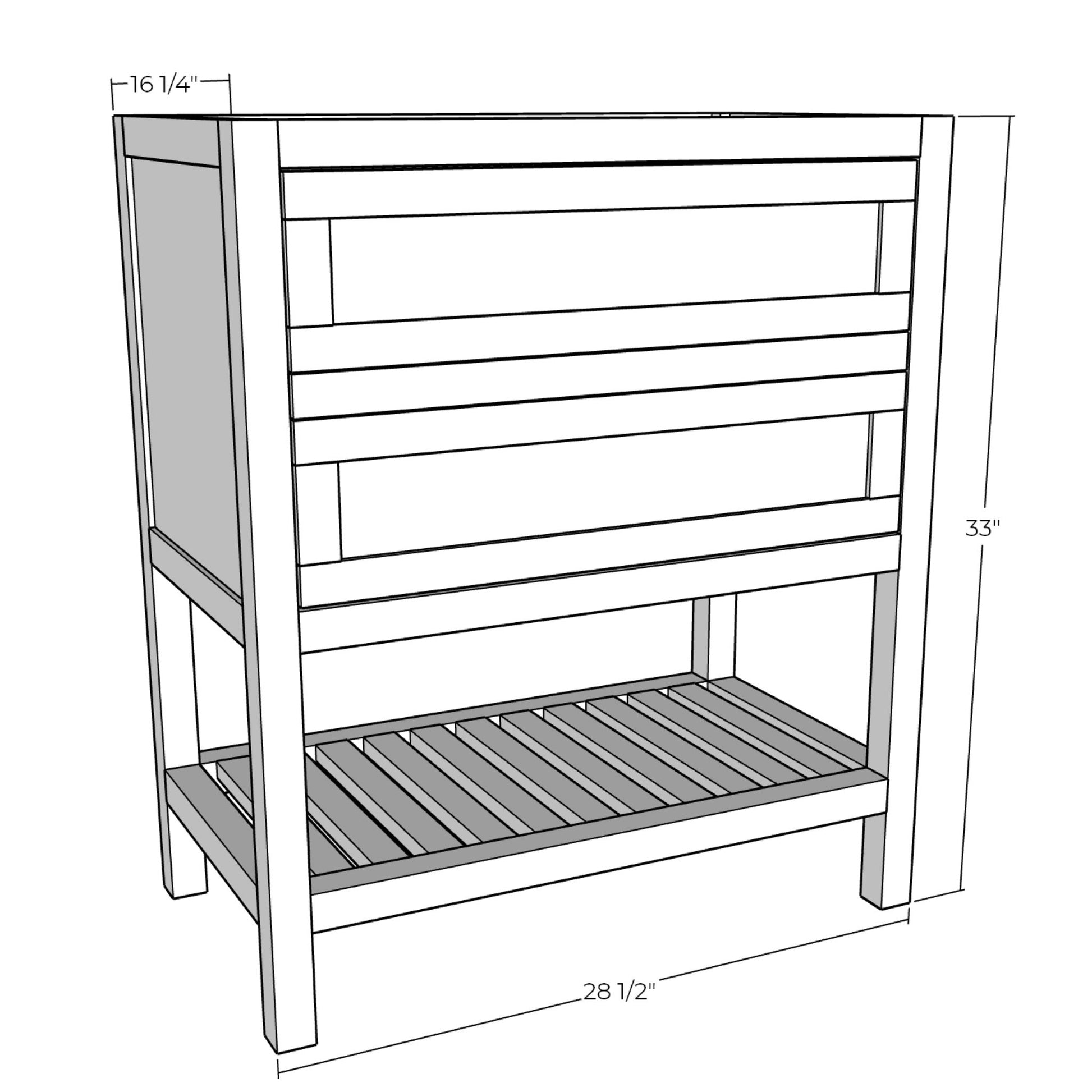 3D rendering of Bathroom Vanity with dimensions