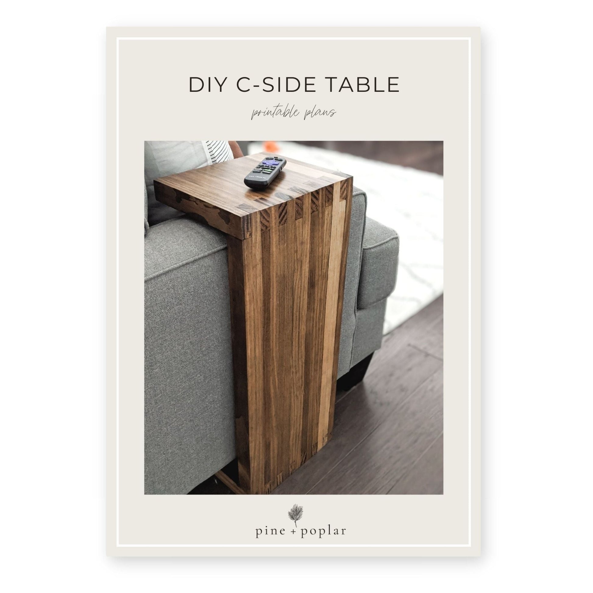 A plan for creating a versatile C-Side Table, perfect for use in living rooms or bedrooms.