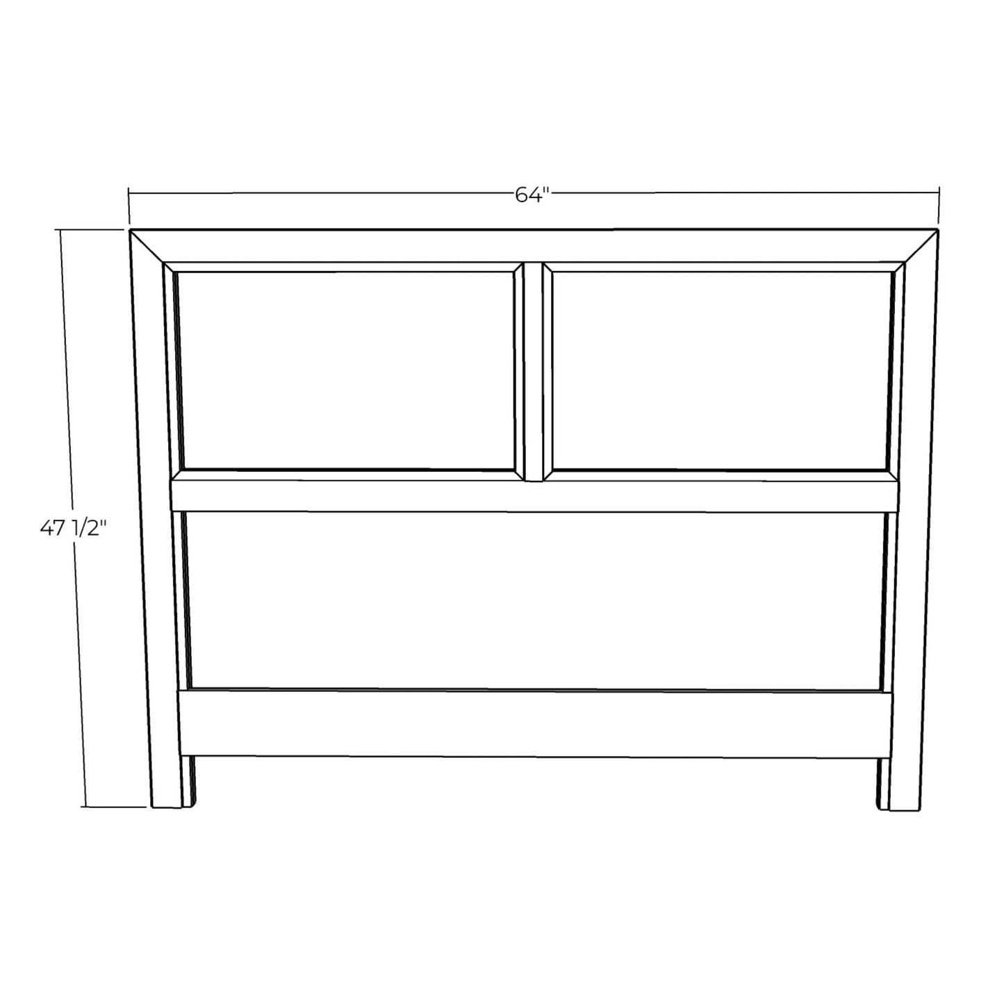 3D rendering of Cane Headboard with dimensions