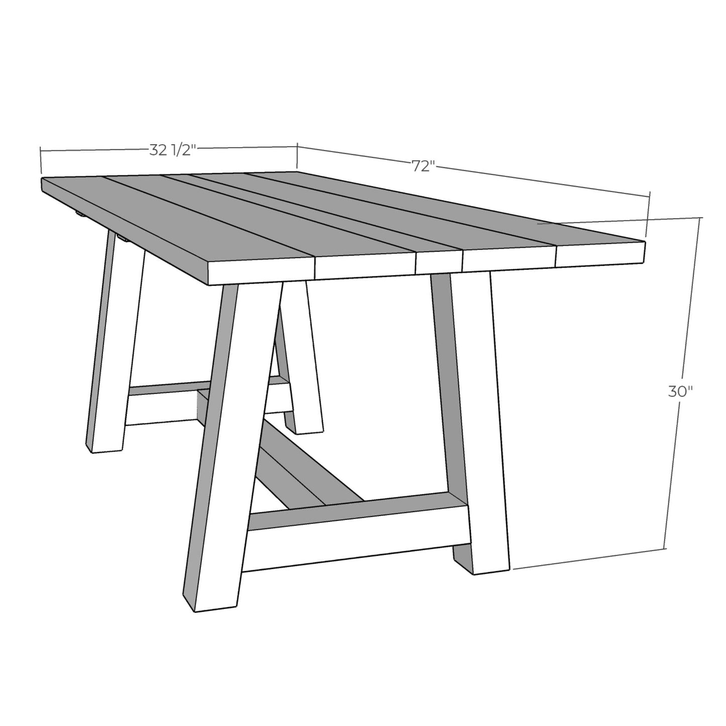 3D rendering of Chunky Bench with dimensions