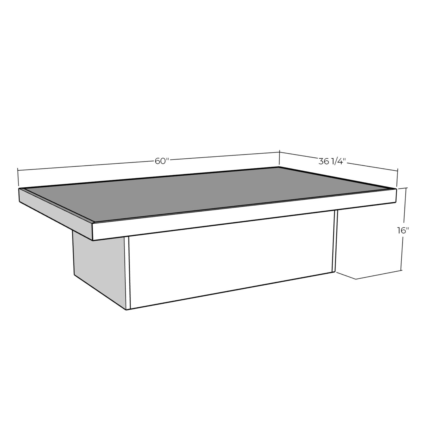 3D rendering of Coffee Table with Storage with dimensions