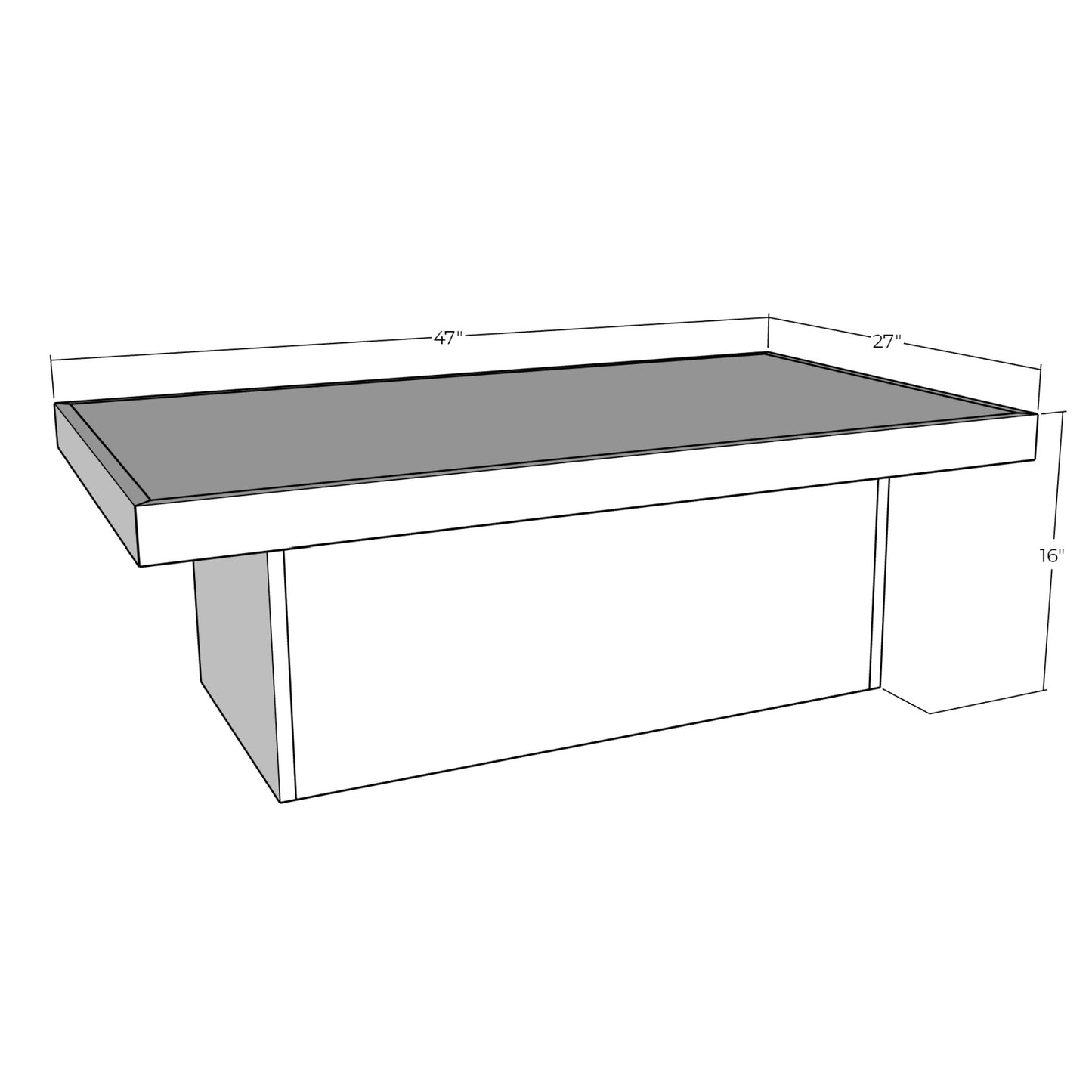 3D rendering of Coffee Table with Storage with dimensions