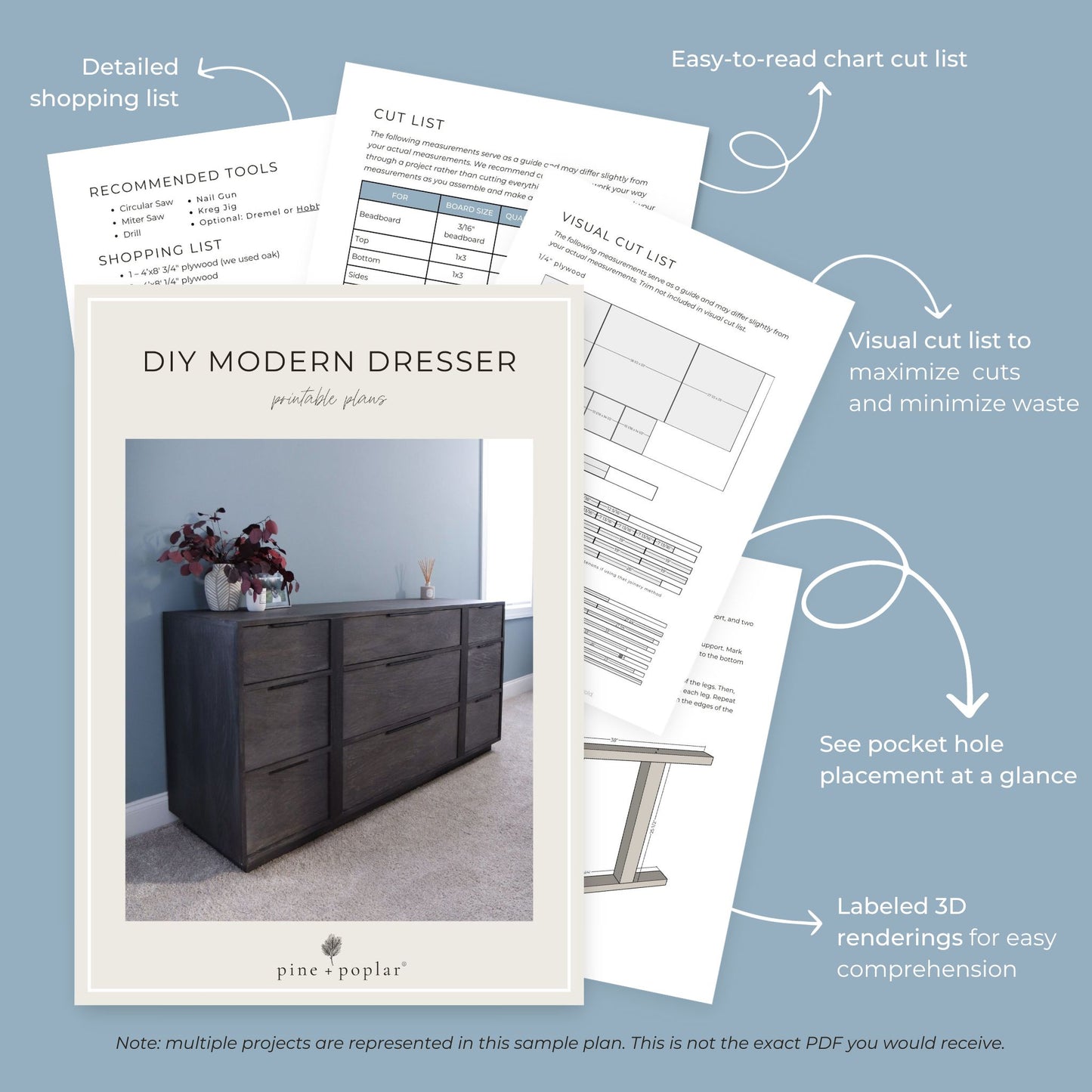 Modern Dresser Printable Plans