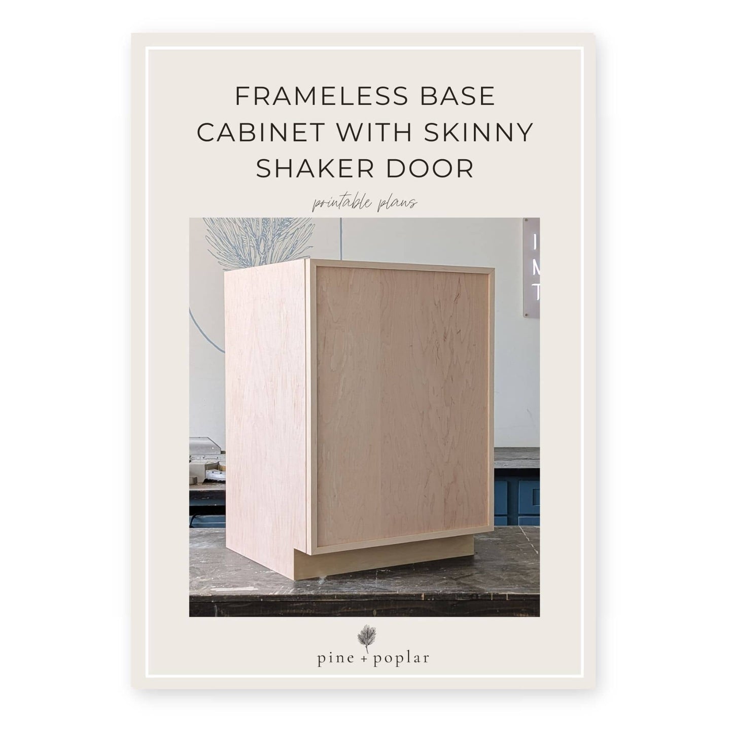 Frameless Base Cabinet with Skinny Shaker Door Printable Plans