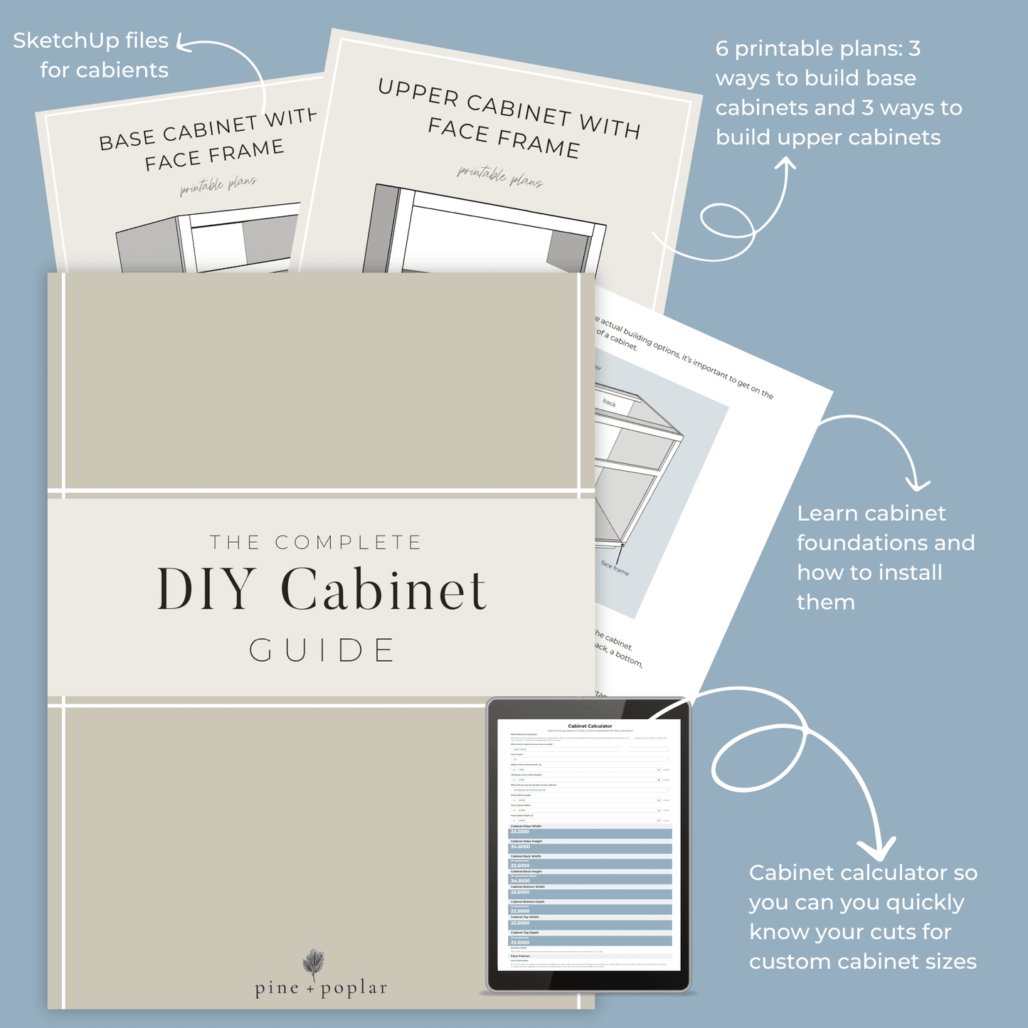peek inside DIY cabinet guide with callouts explaining what's included
