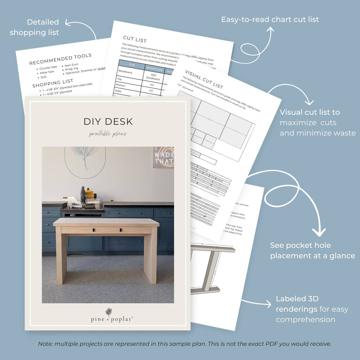 Modern Farmhouse Desk Printable Plans – Pine and Poplar
