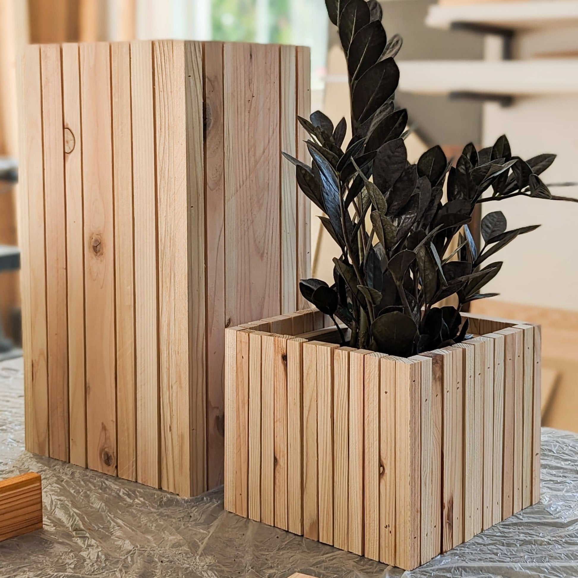 DIY modern planter boxes made from cedar fence pickets