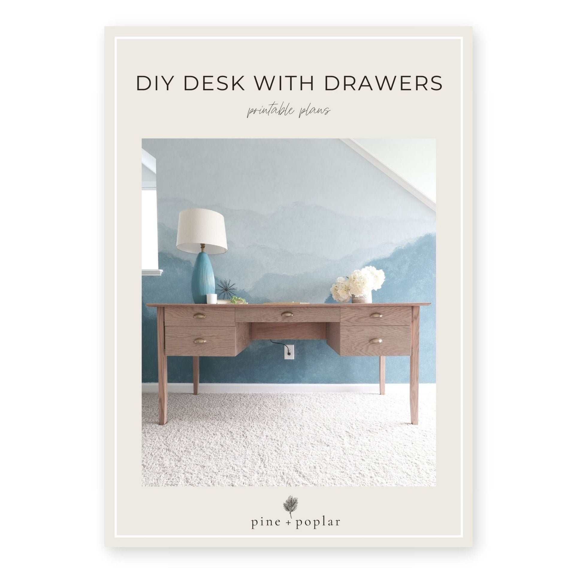 A detailed plan for building a Desk with Drawers, ideal for home offices or study spaces.