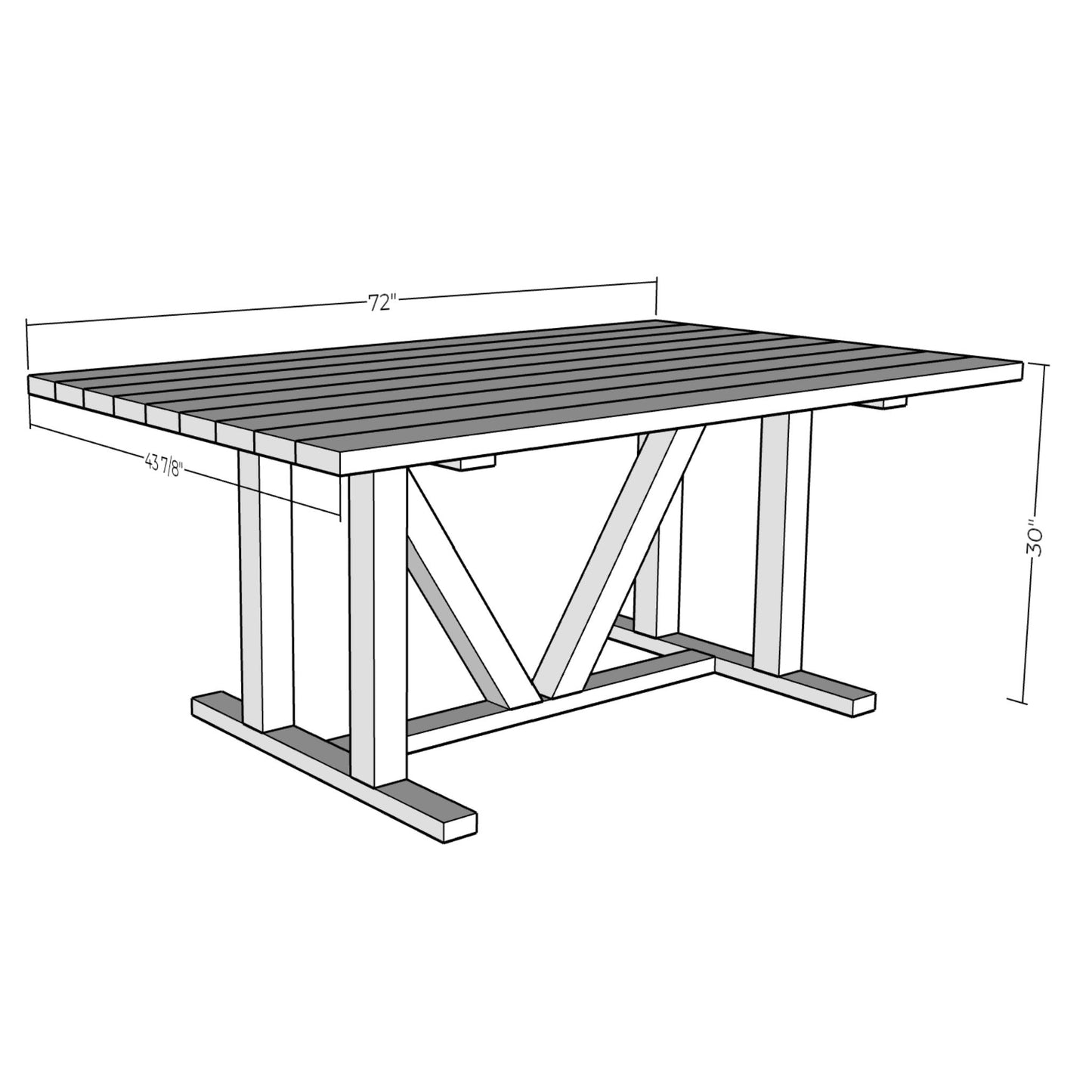 3D rendering of Dining Table with dimensions