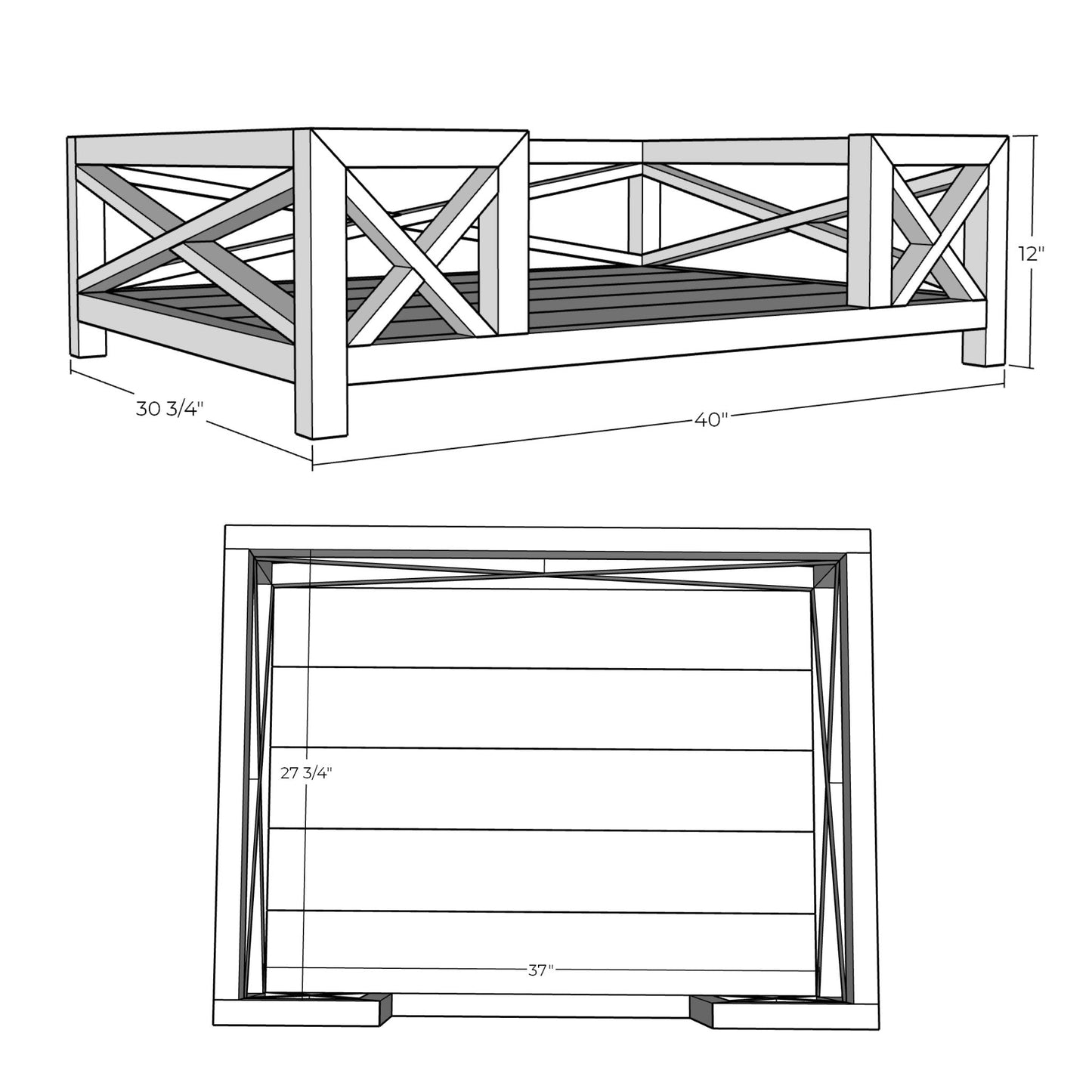 3D rendering of Dog Bed with dimensions