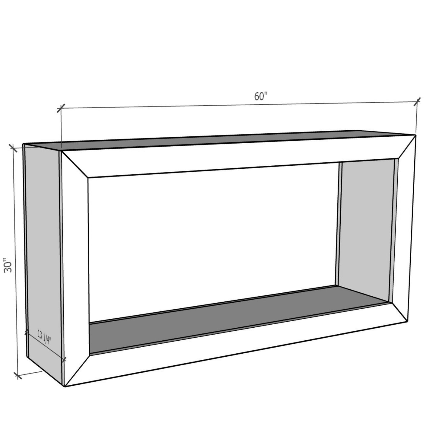 3D rendering of Entry Table with dimensions