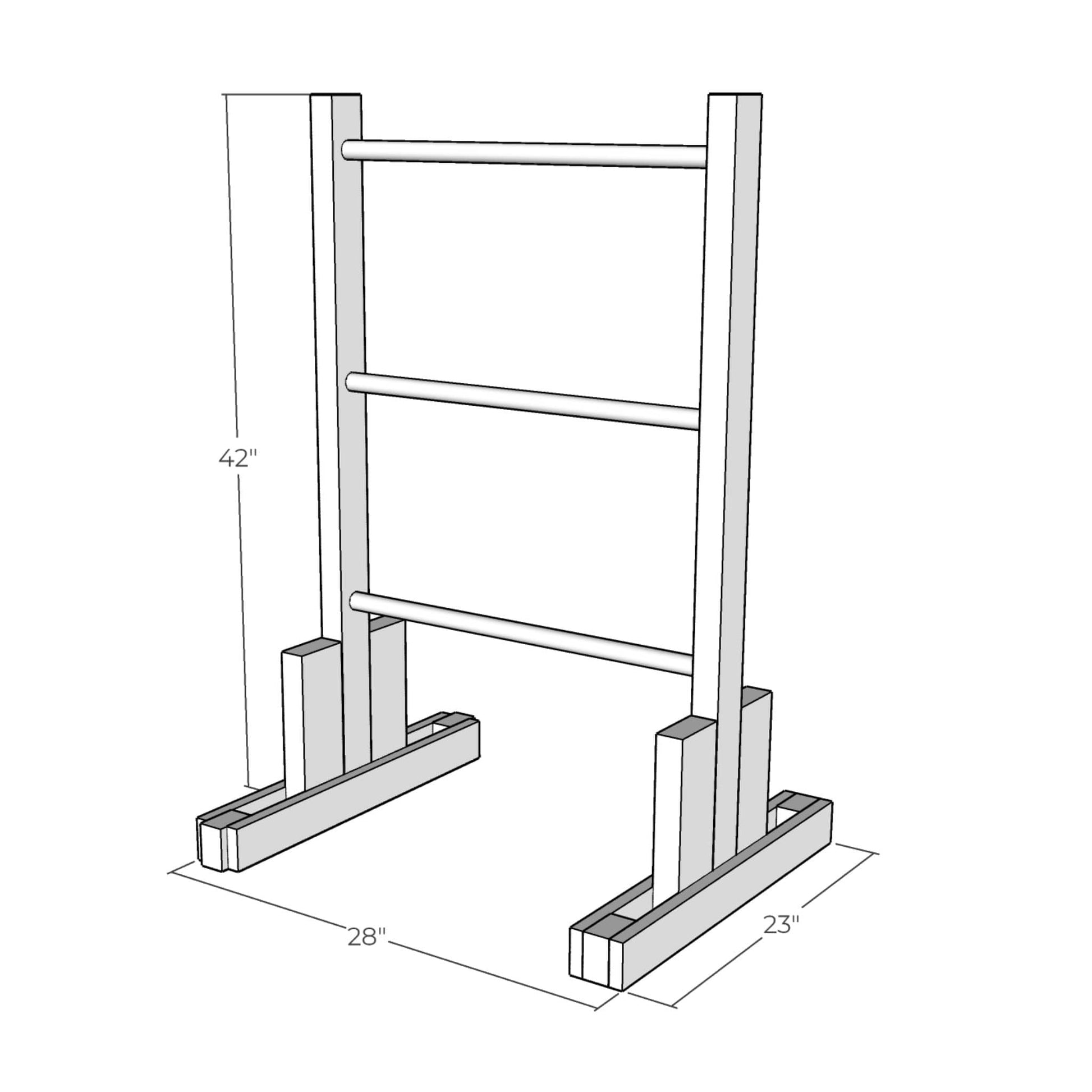 3D rendering of Ladder Golf with Removable Legs with dimensions