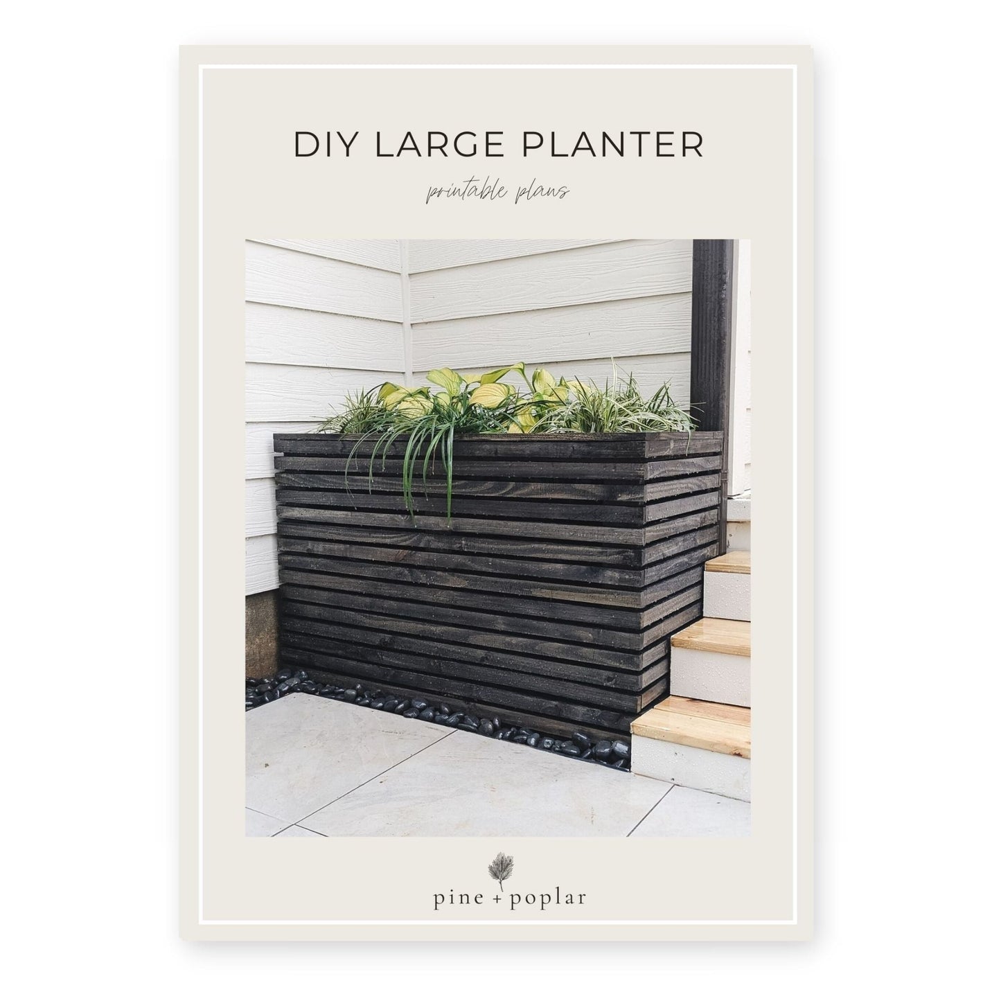 A plan for building a Large Slatted Planter, ideal for adding a modern touch to your outdoor or indoor plants.