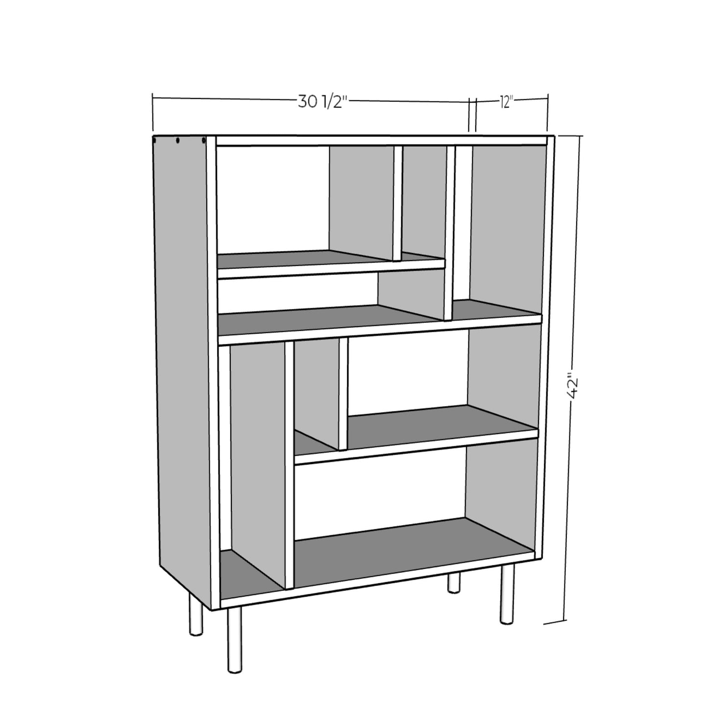 Mid-Century Modern Bookcase Printable Plans