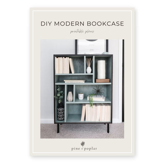 A printable plan for creating a Mid-Century Modern Bookcase, perfect for stylish storage and display.