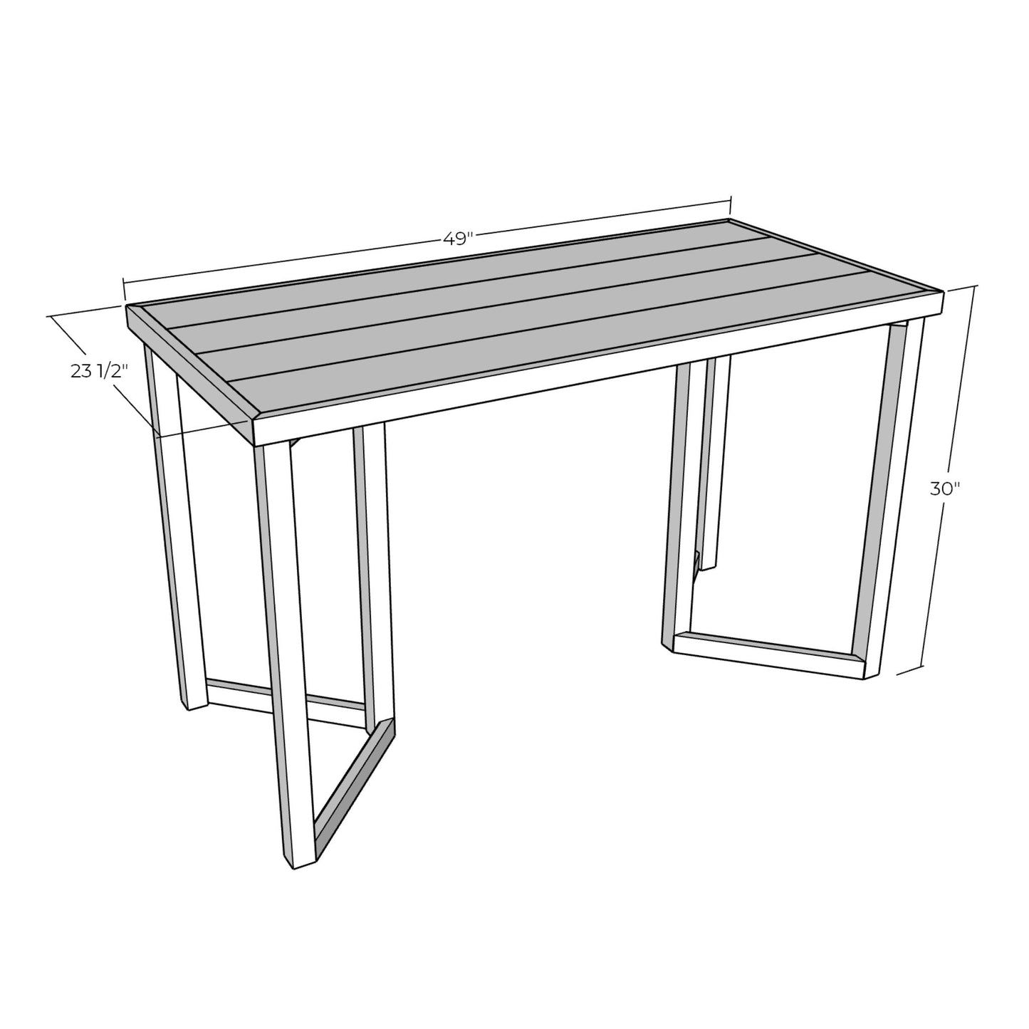 3D rendering of Modern Desk with dimensions