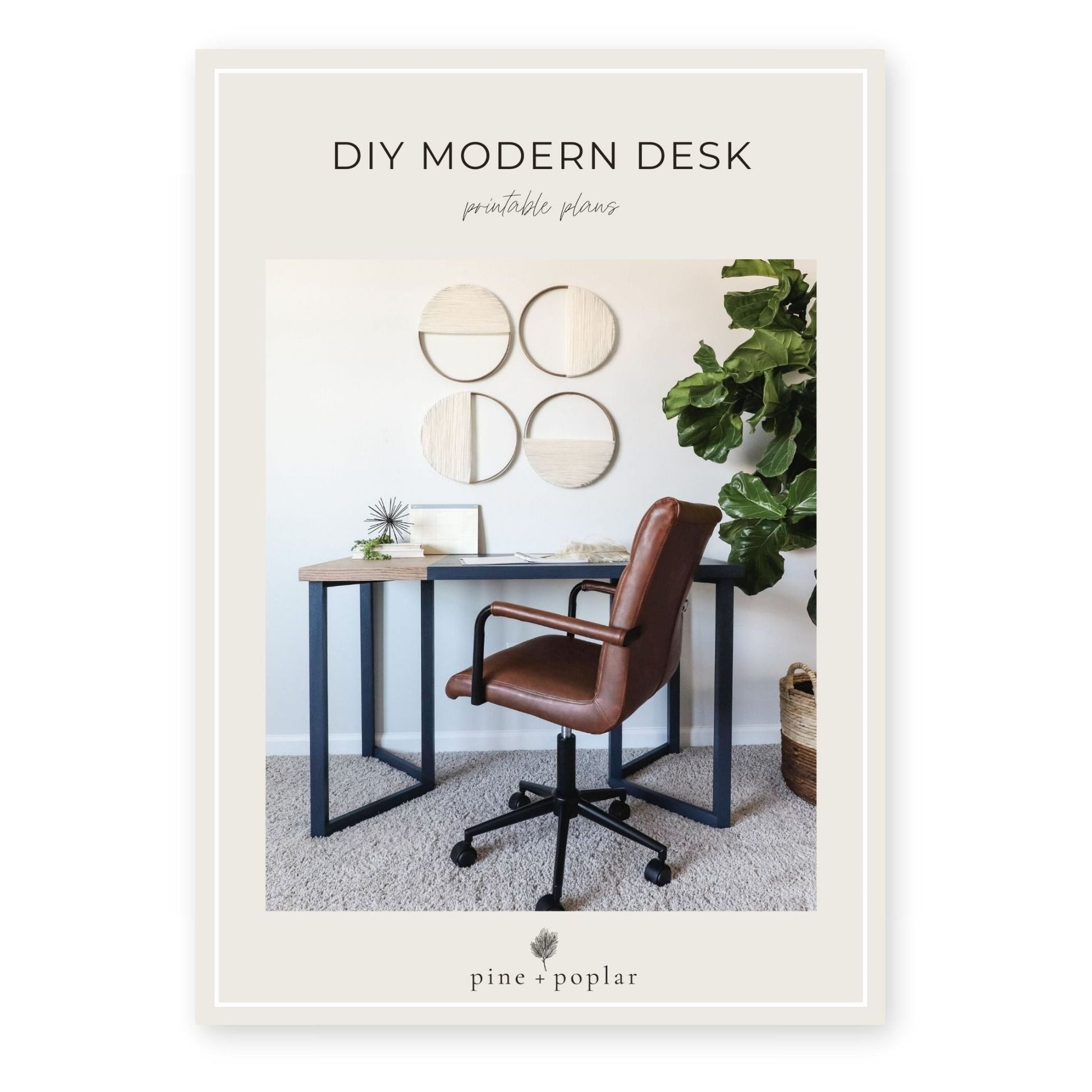 A printable plan for constructing a Modern Desk, perfect for home offices or workspaces.