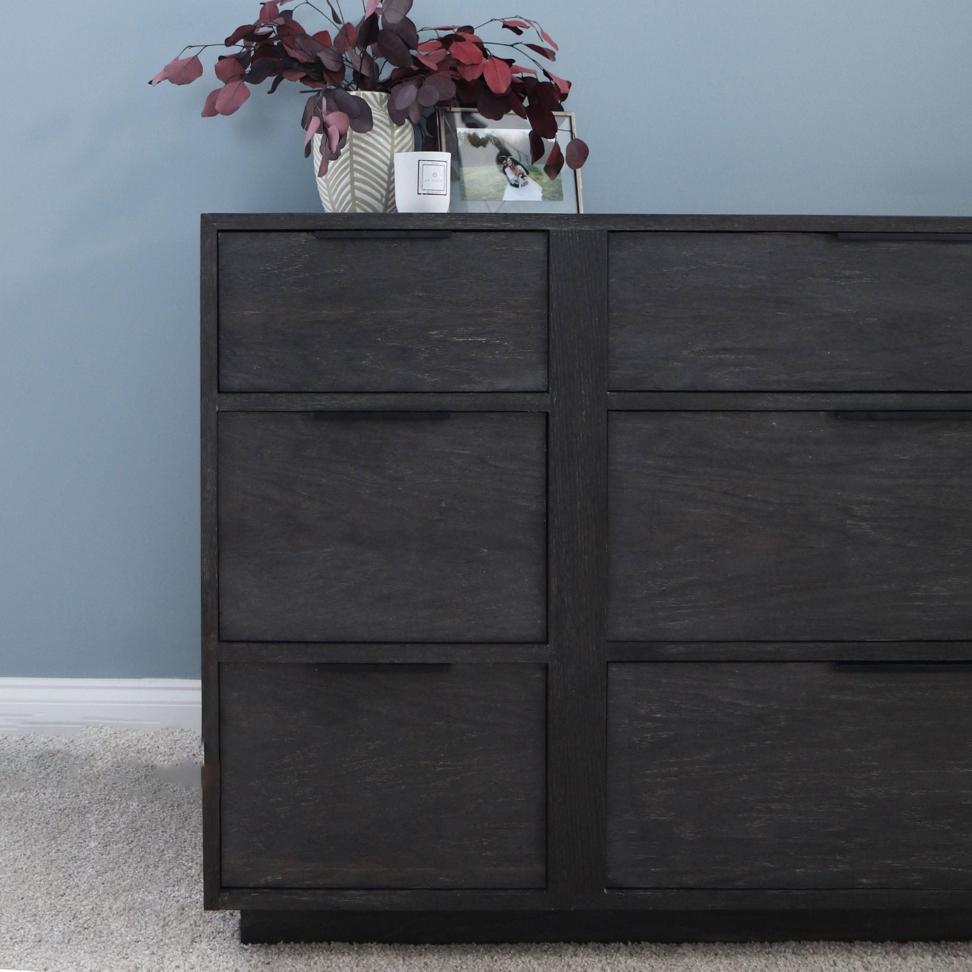 Modern Dresser close up stained black