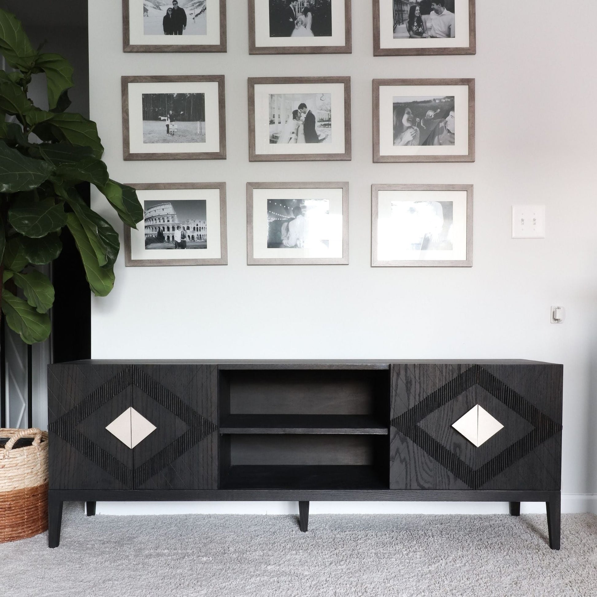 Modern TV Console stained black styled