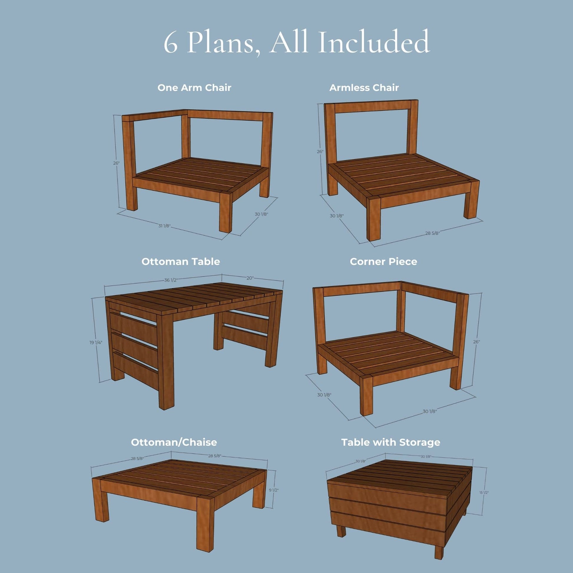 3D rendering of Modular Sectional with dimensions