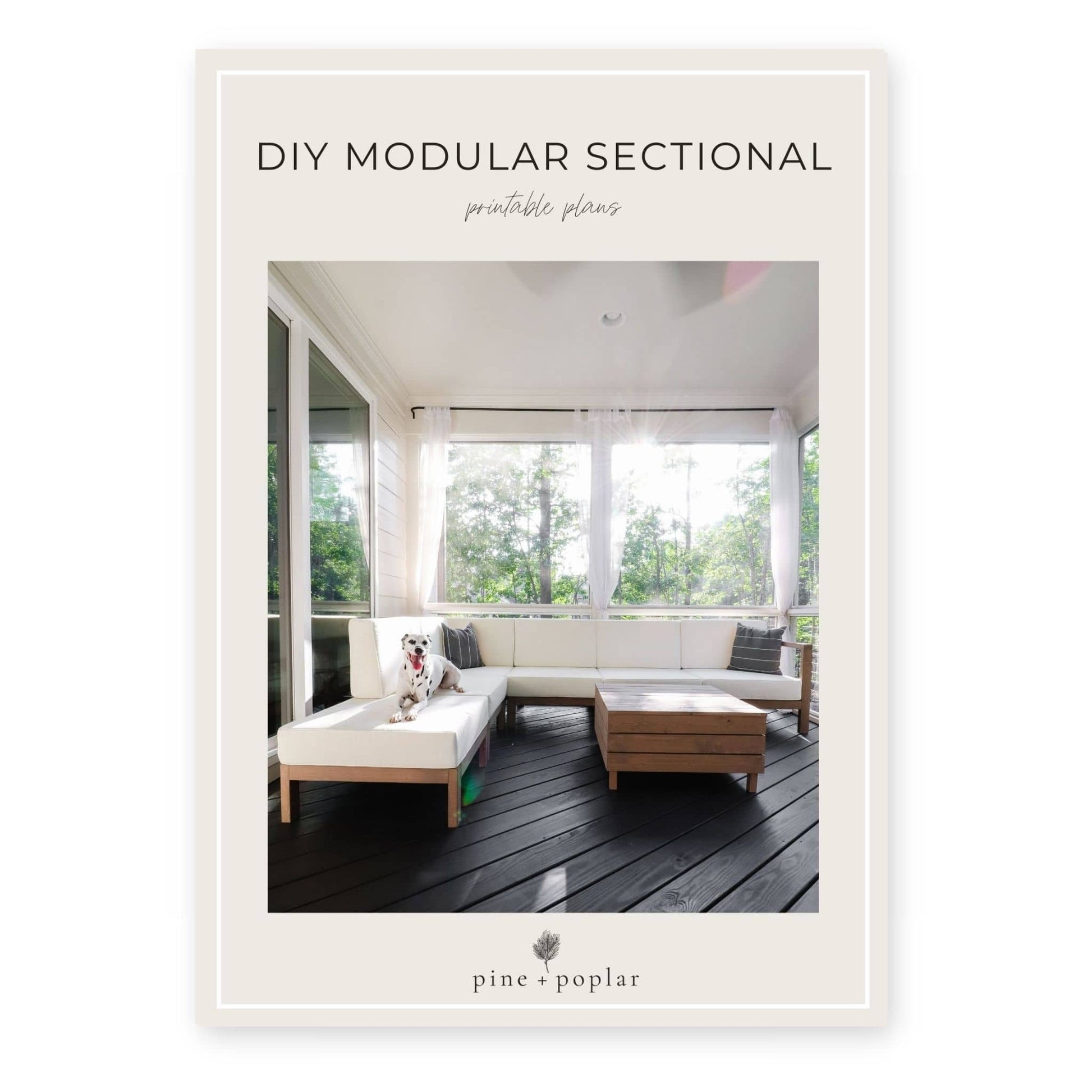 A printable plans bundle for constructing a Modular Sectional, perfect for customizable seating arrangements.