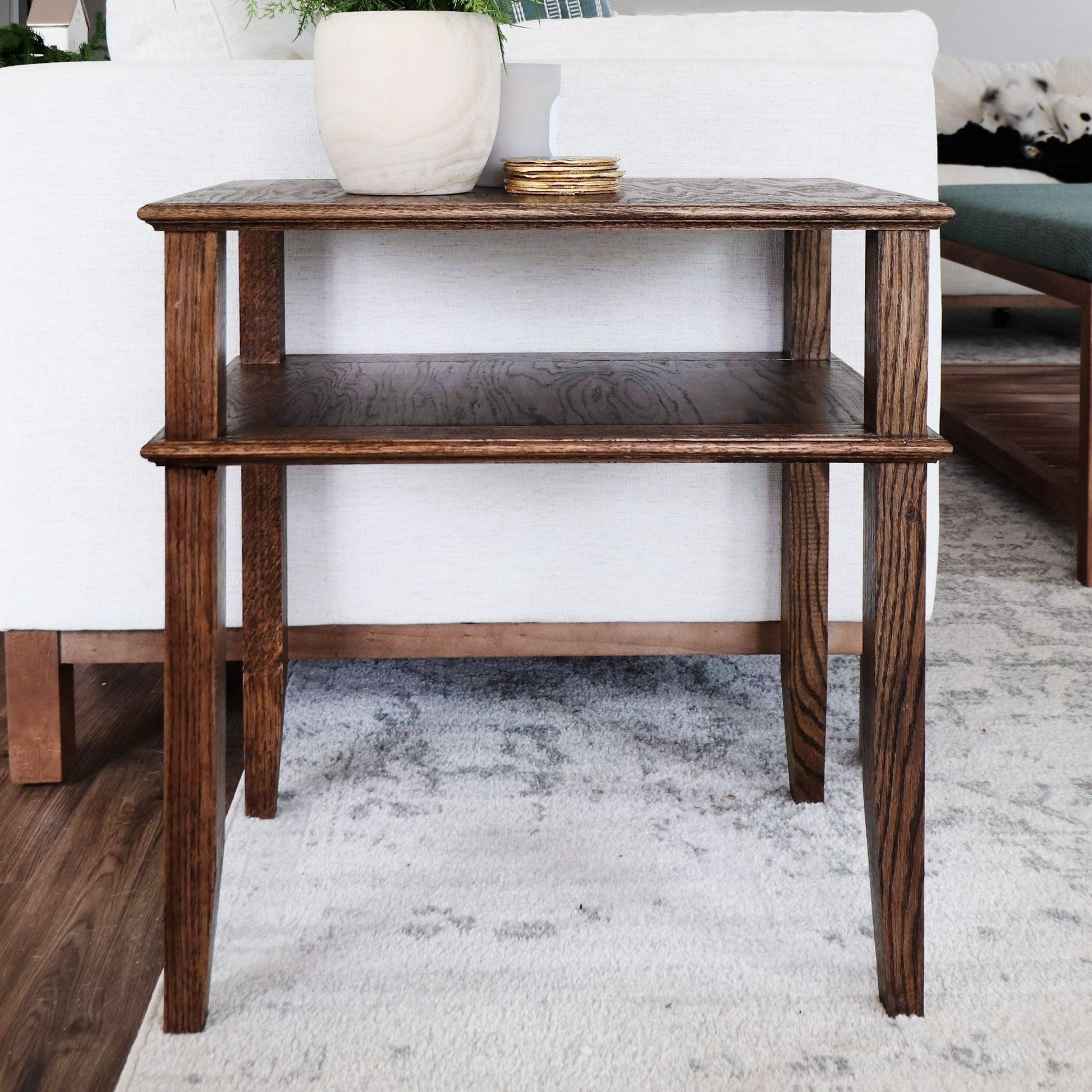 Narrow Side Table stained in living room