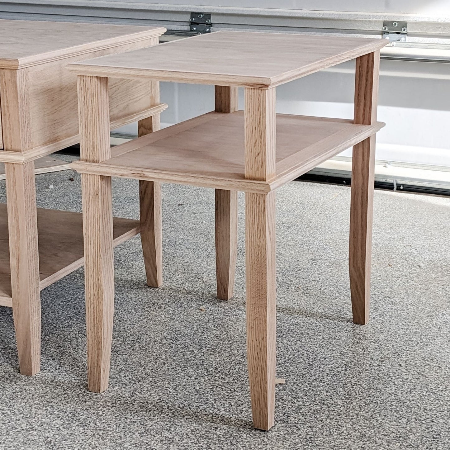 Narrow Side Table unstained in garage