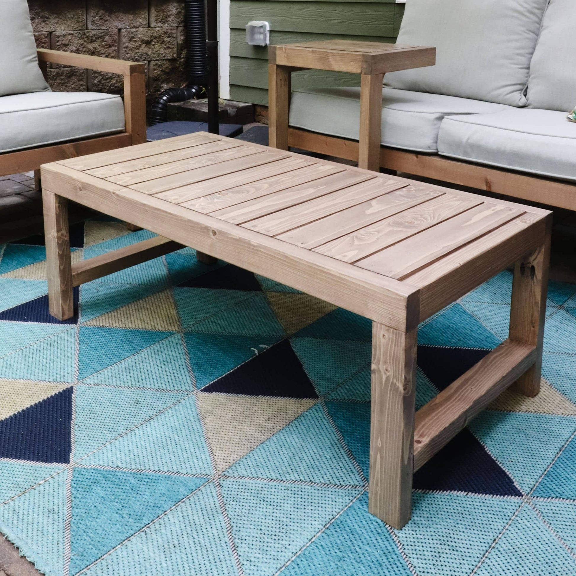 Outdoor Coffee Table close up on patio