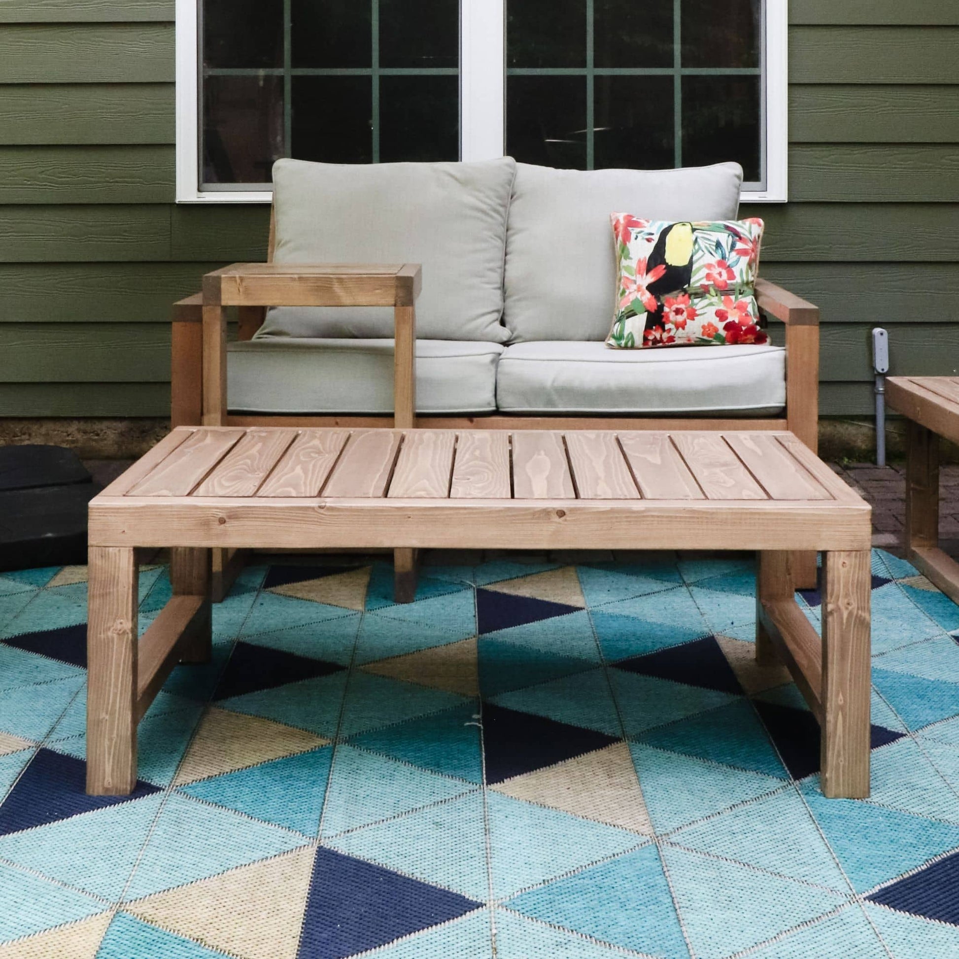 Outdoor Coffee Table close up on patio