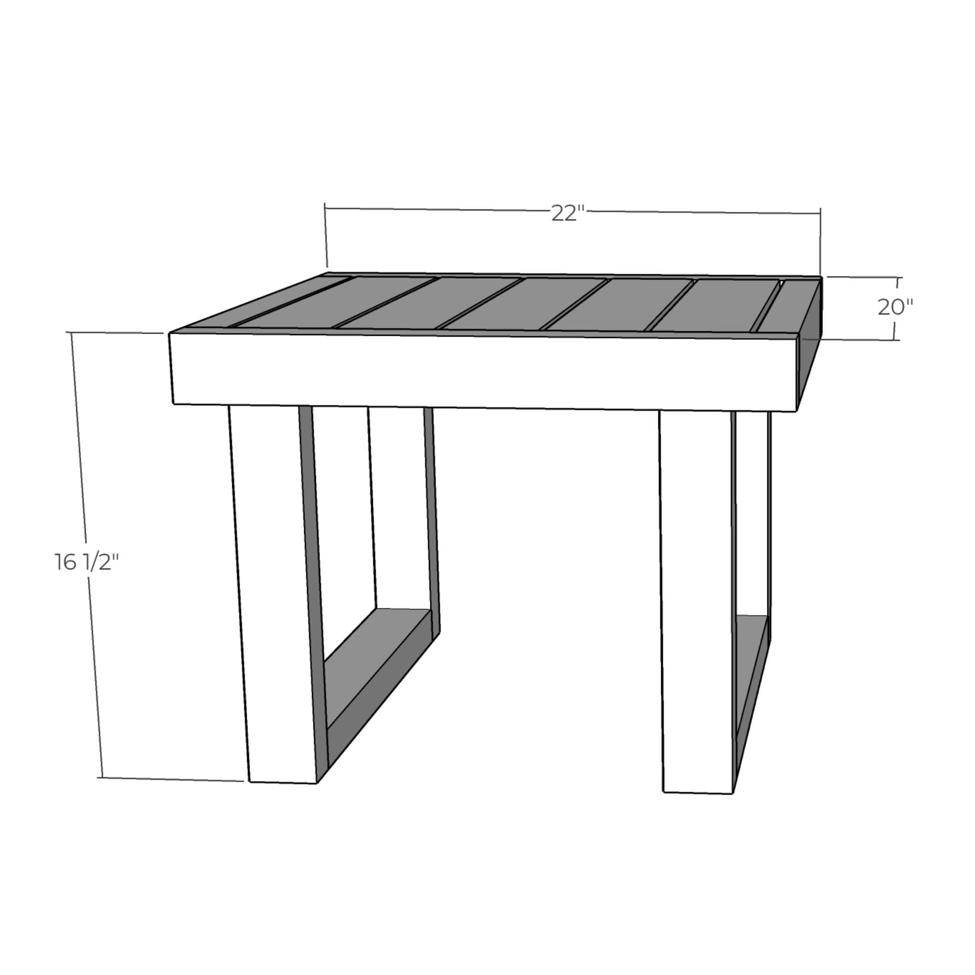 3D rendering of Outdoor Side Table with dimensions