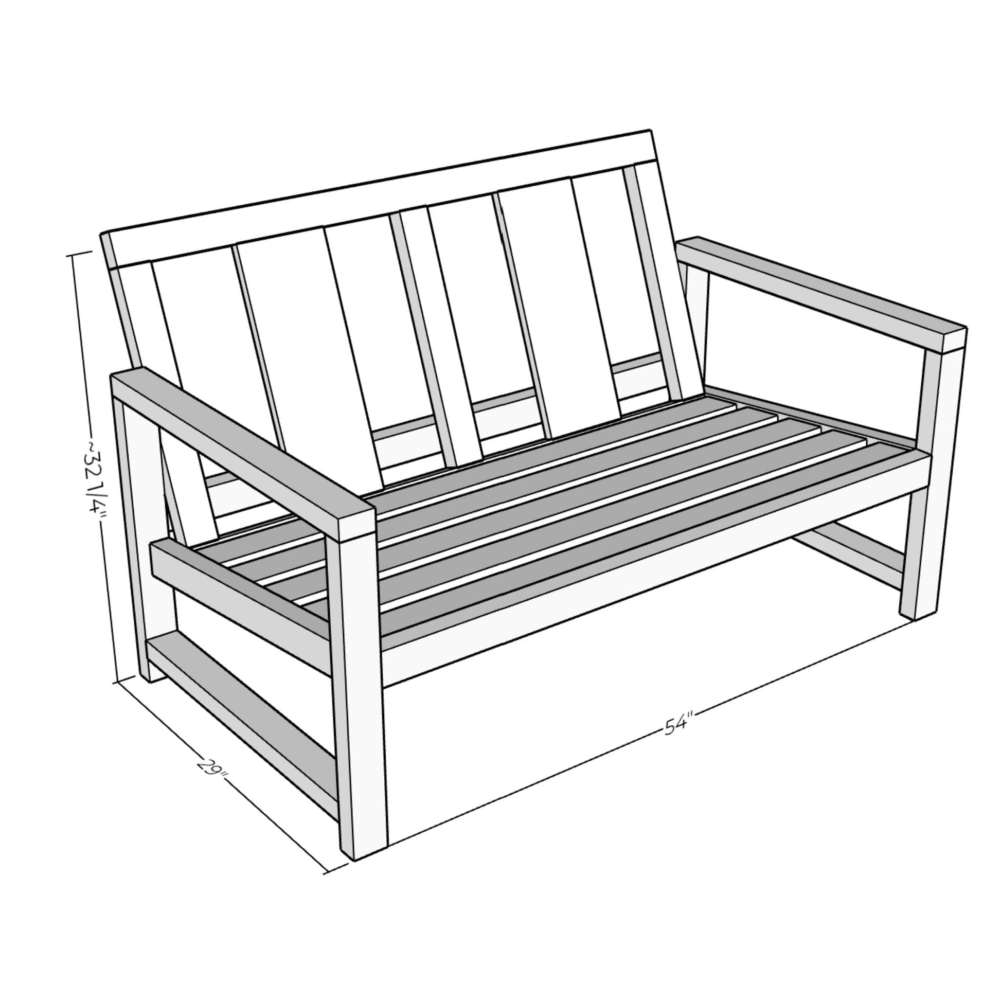 3D rendering of Outdoor Sofa with dimensions