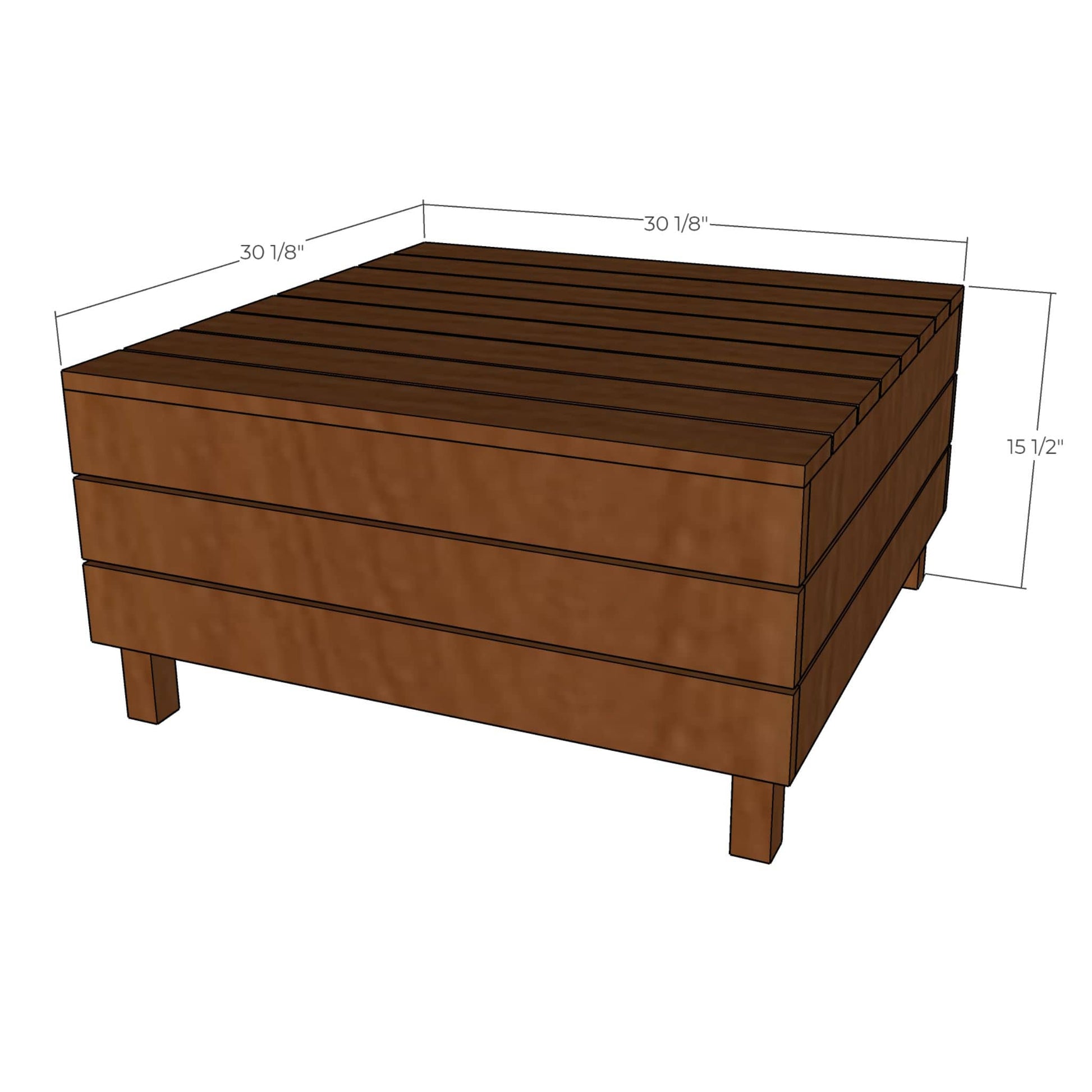 3D rendering of Outdoor Storage Table with dimensions