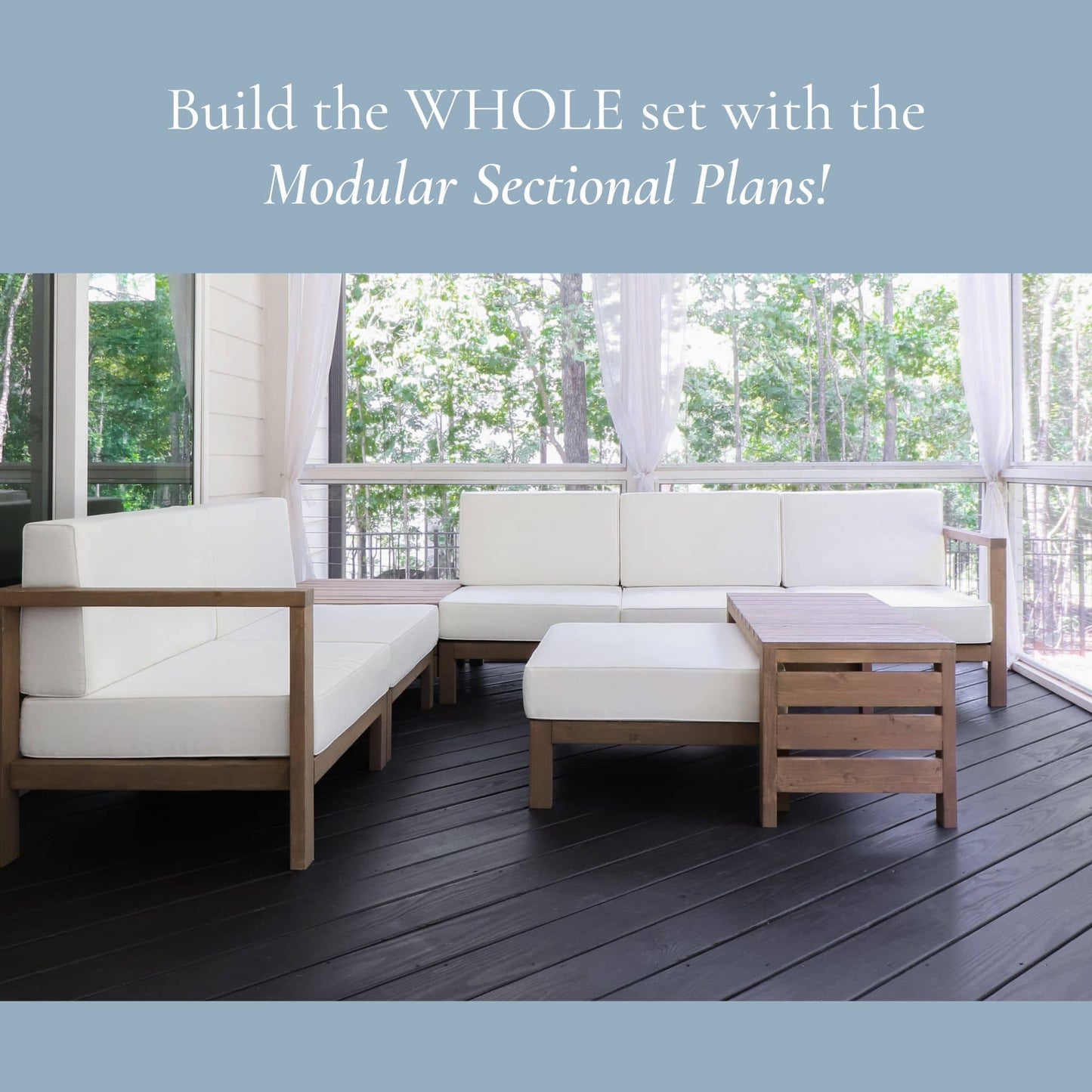 Outdoor Storage Table alongside the modular sectional