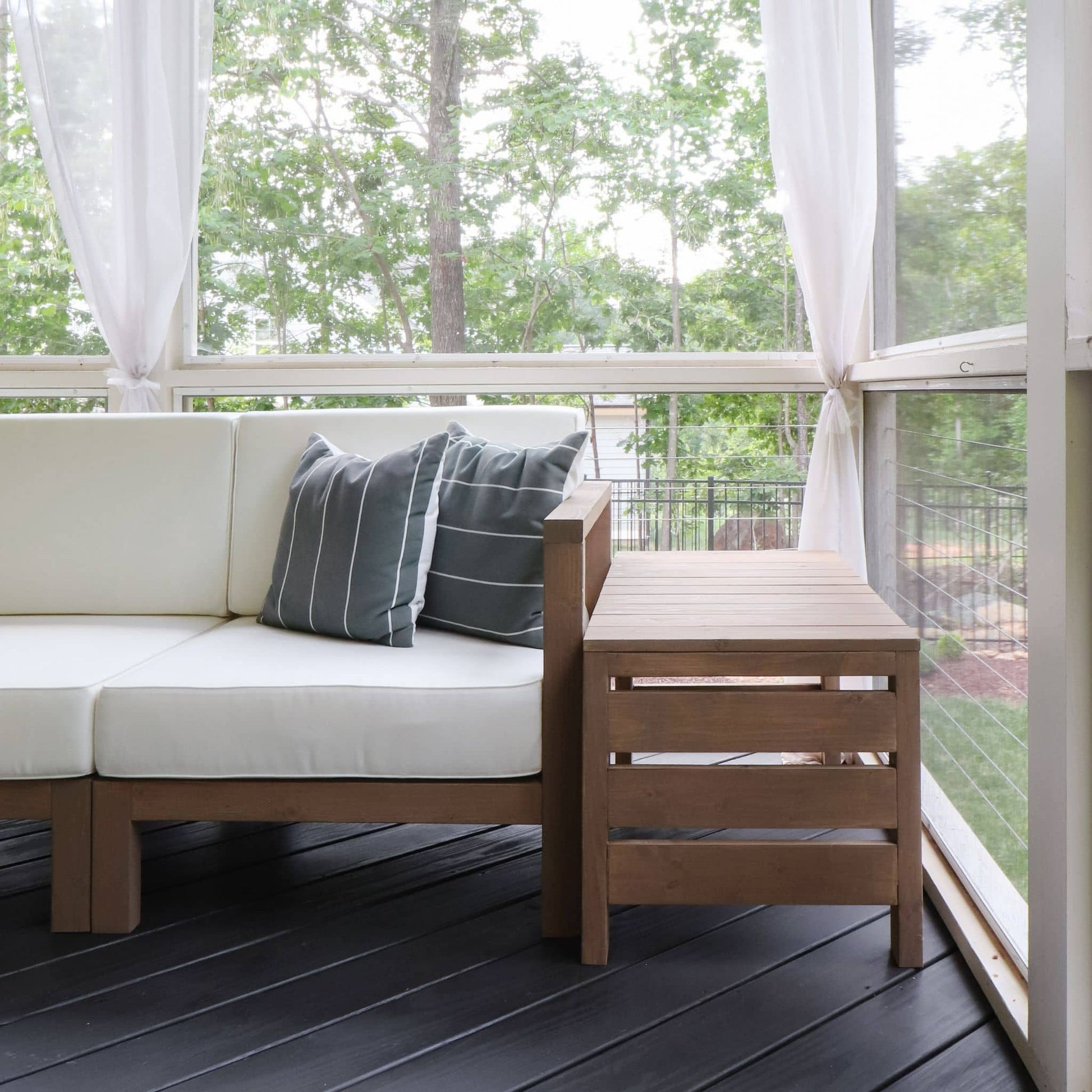 Outdoor Table next to a modular sectional 