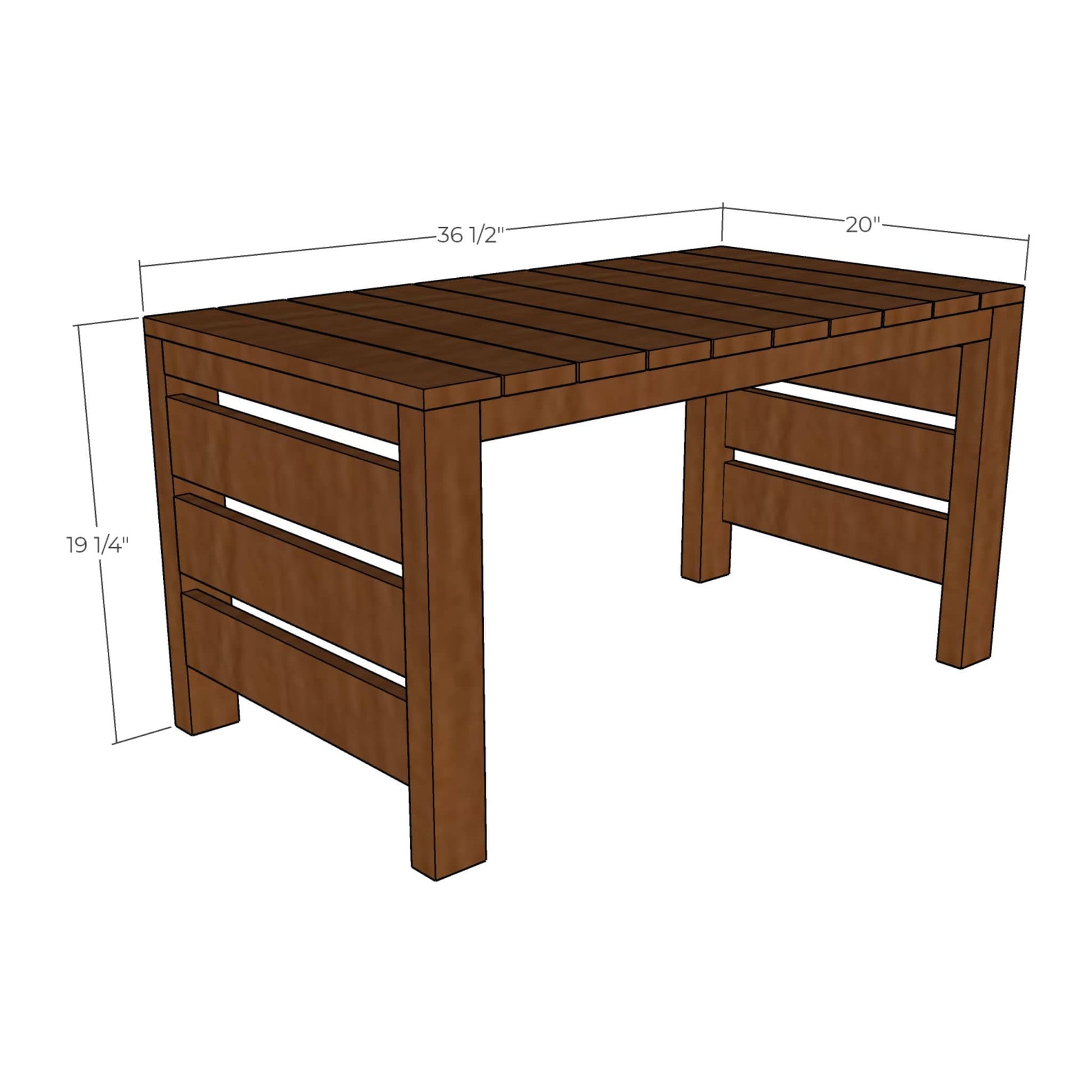 3D rendering of Outdoor Table with dimensions