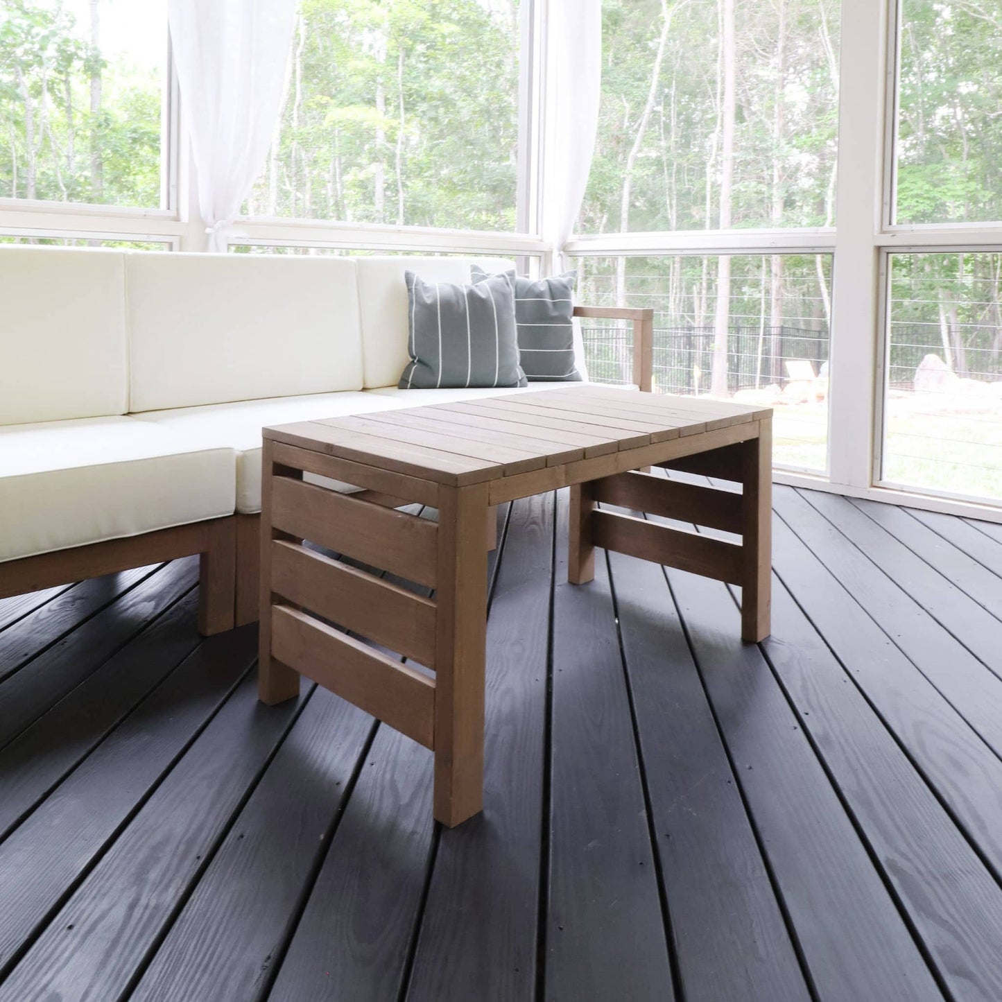 Outdoor Table next to a modular sectional