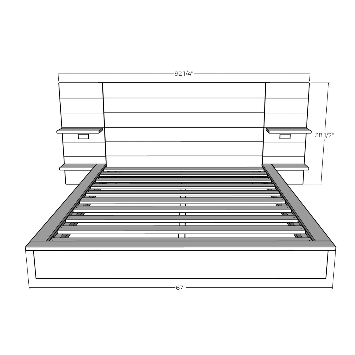 Platform Bed with Built-In Nightstands Printable Plans – Pine and Poplar