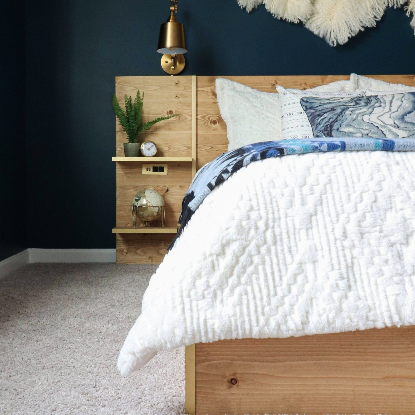 Platform Bed with Built-In Nightstands styled in a bedroom