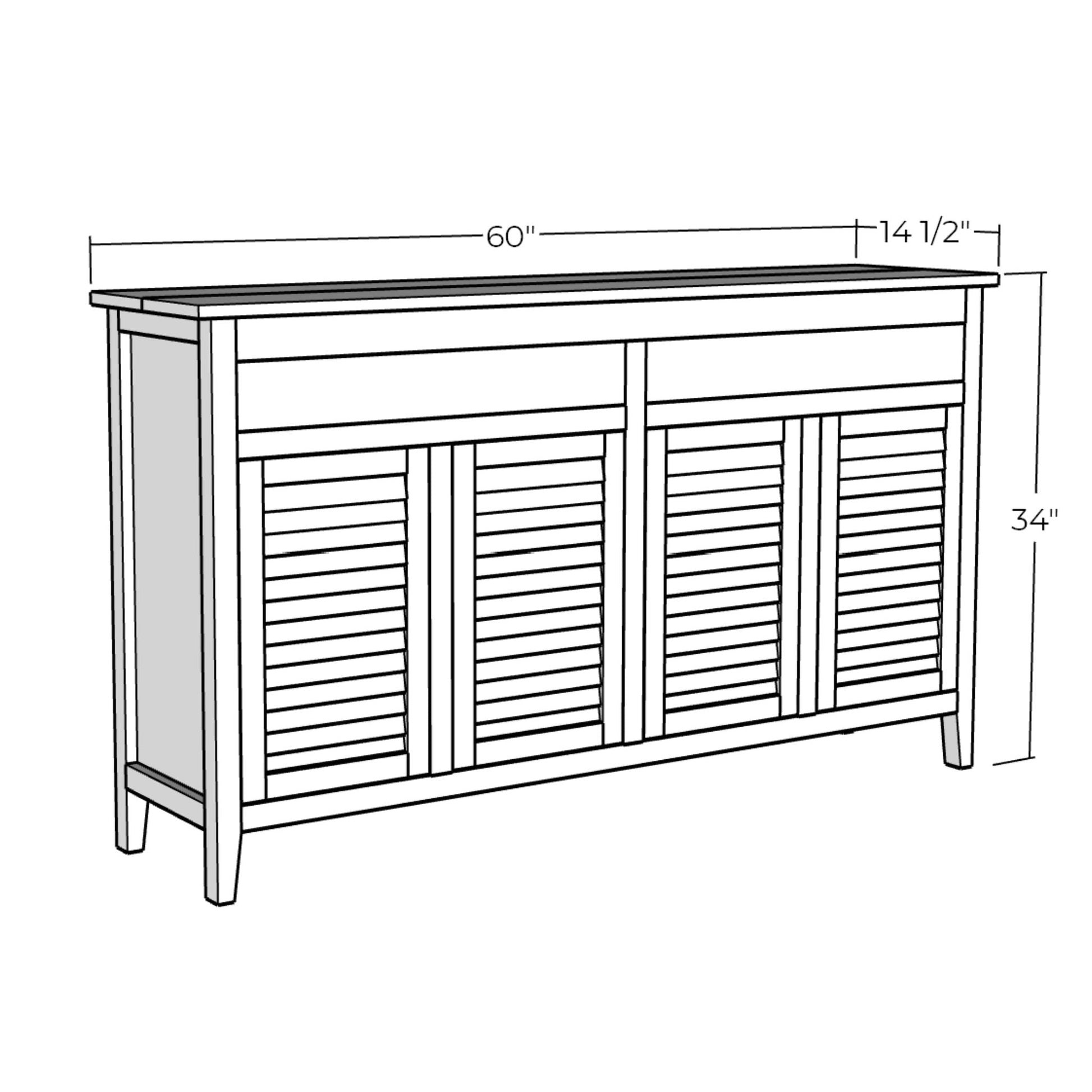 3D rendering of Shutter Sideboard with dimensions