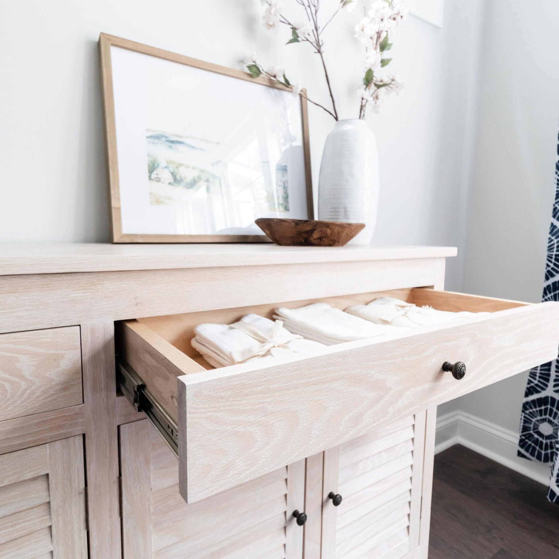 Shutter Sideboard close up with open drawer