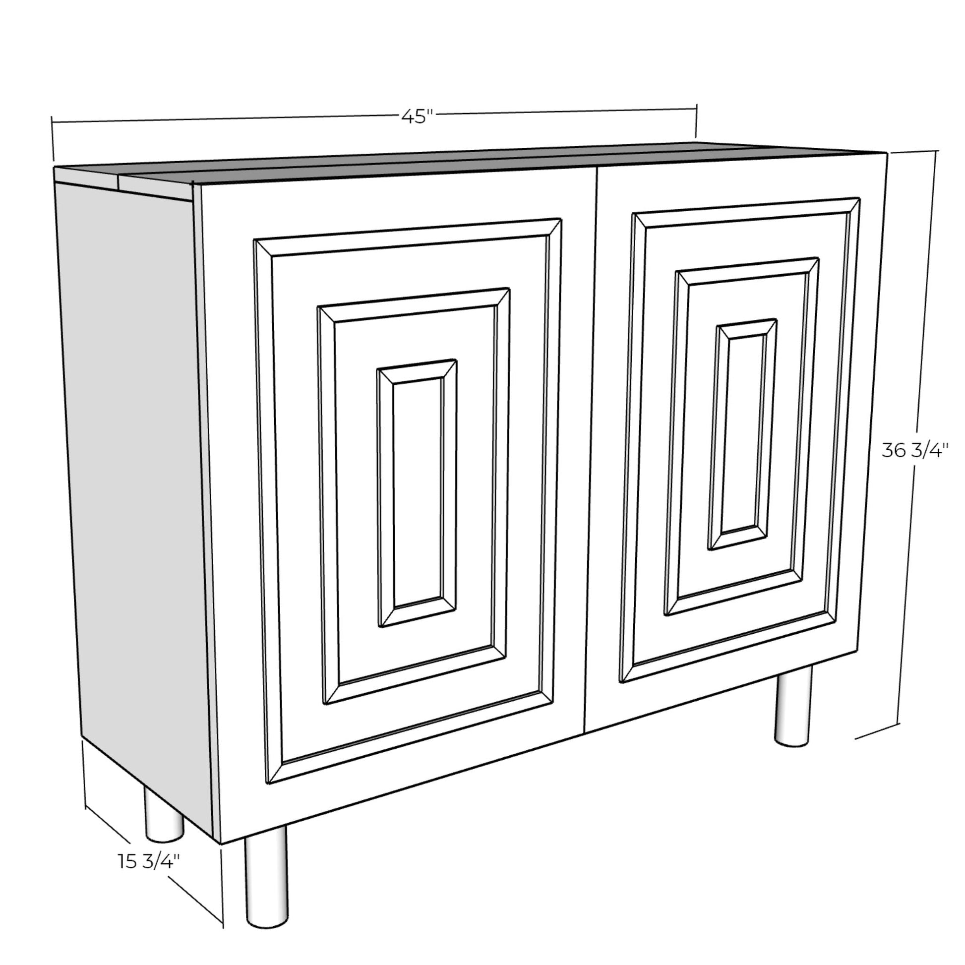 3D rendering of TV Lift Cabinet with dimensions