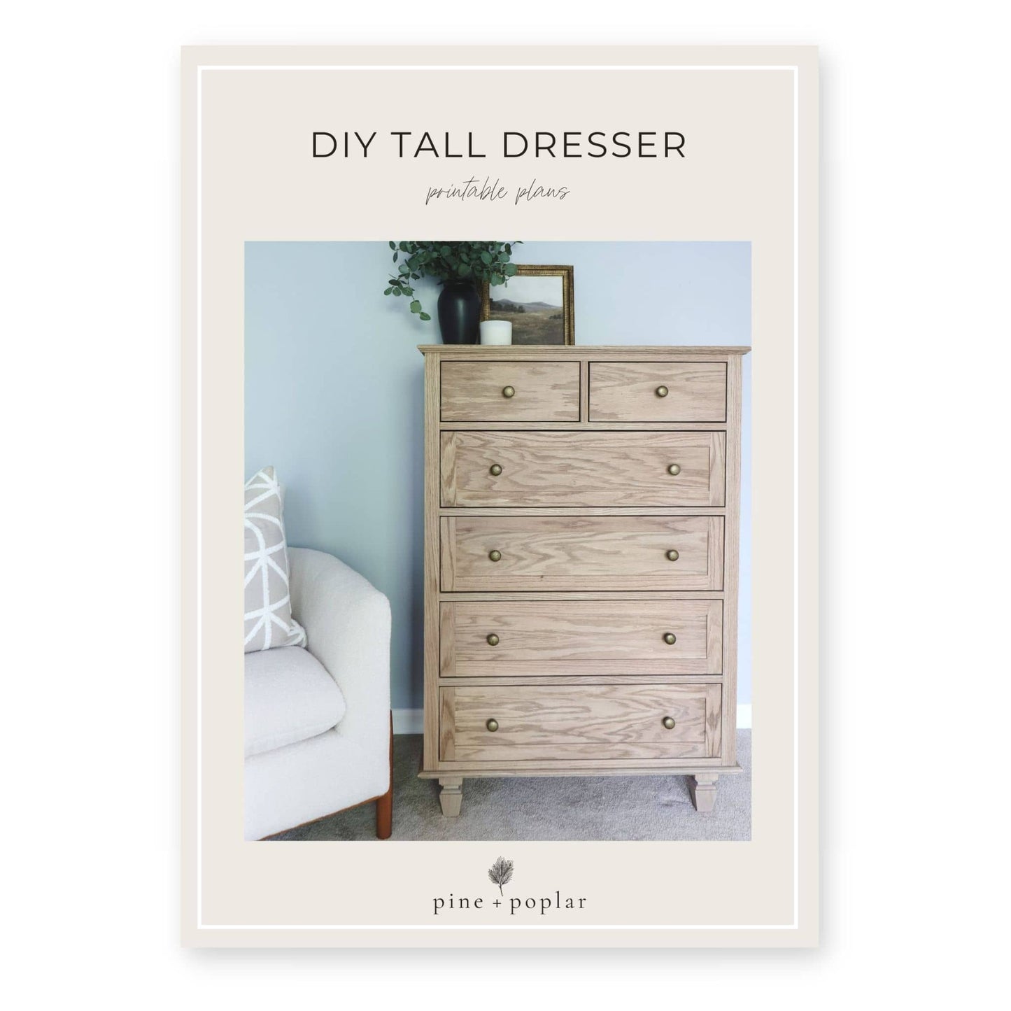 A printable plan for building a Tall Dresser, providing ample storage with a vertical design.