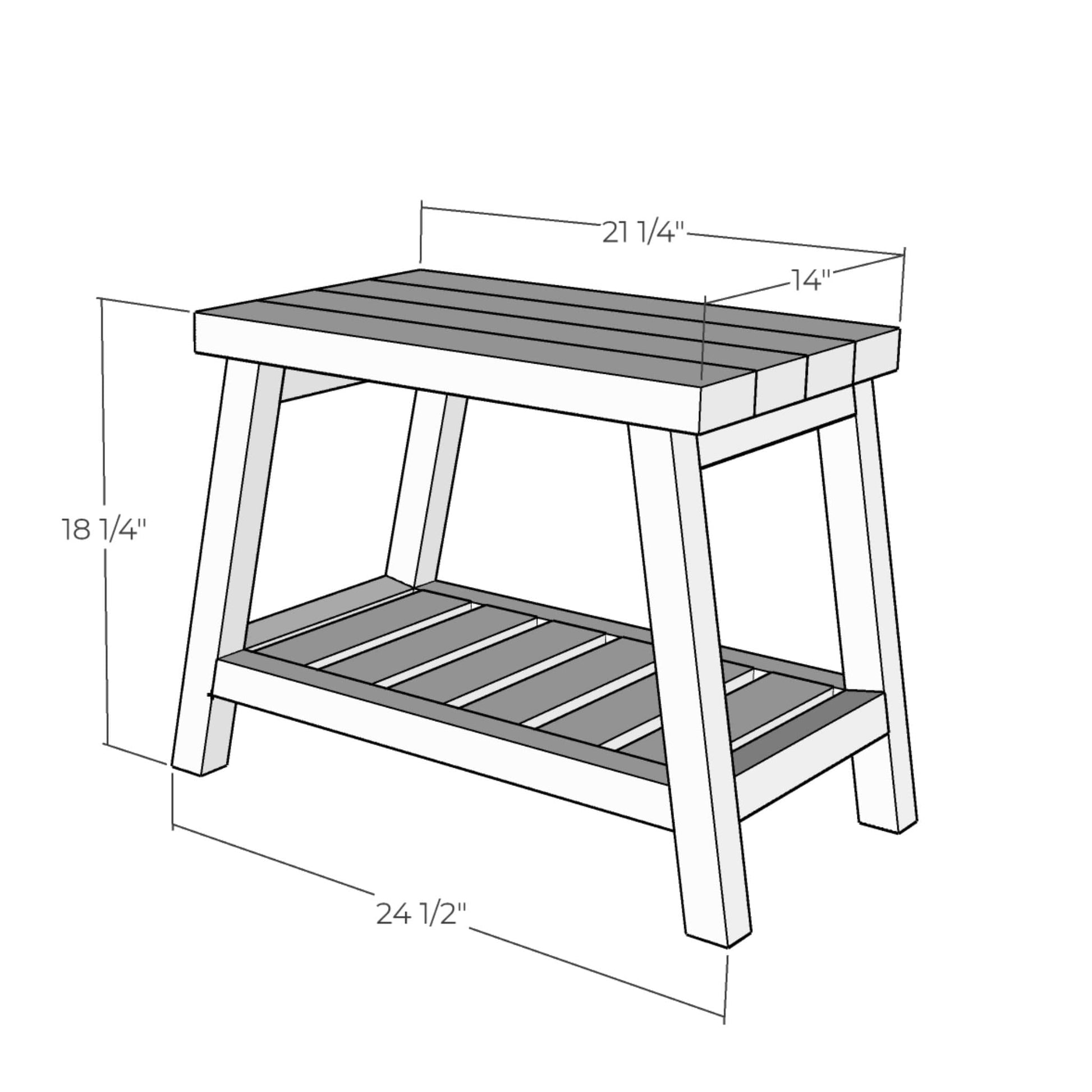 3D rendering of Wood Stool with dimensions