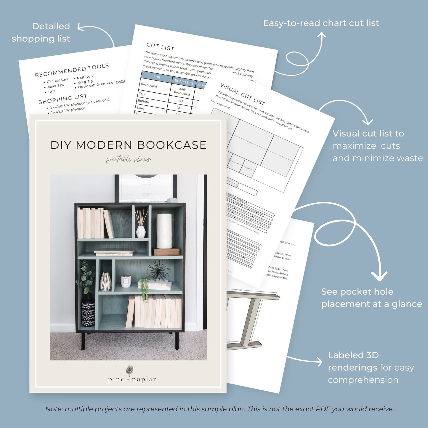 Mid-Century Modern Bookcase Printable Plans